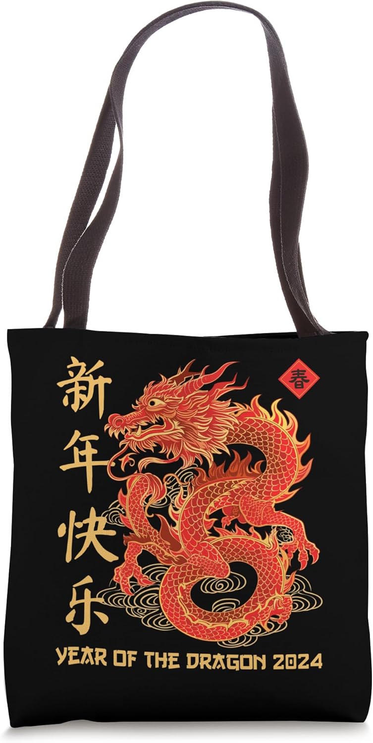 Year Of The Dragon 2024 Lunar Zodiac Chinese New Year Dragon Tote Bag