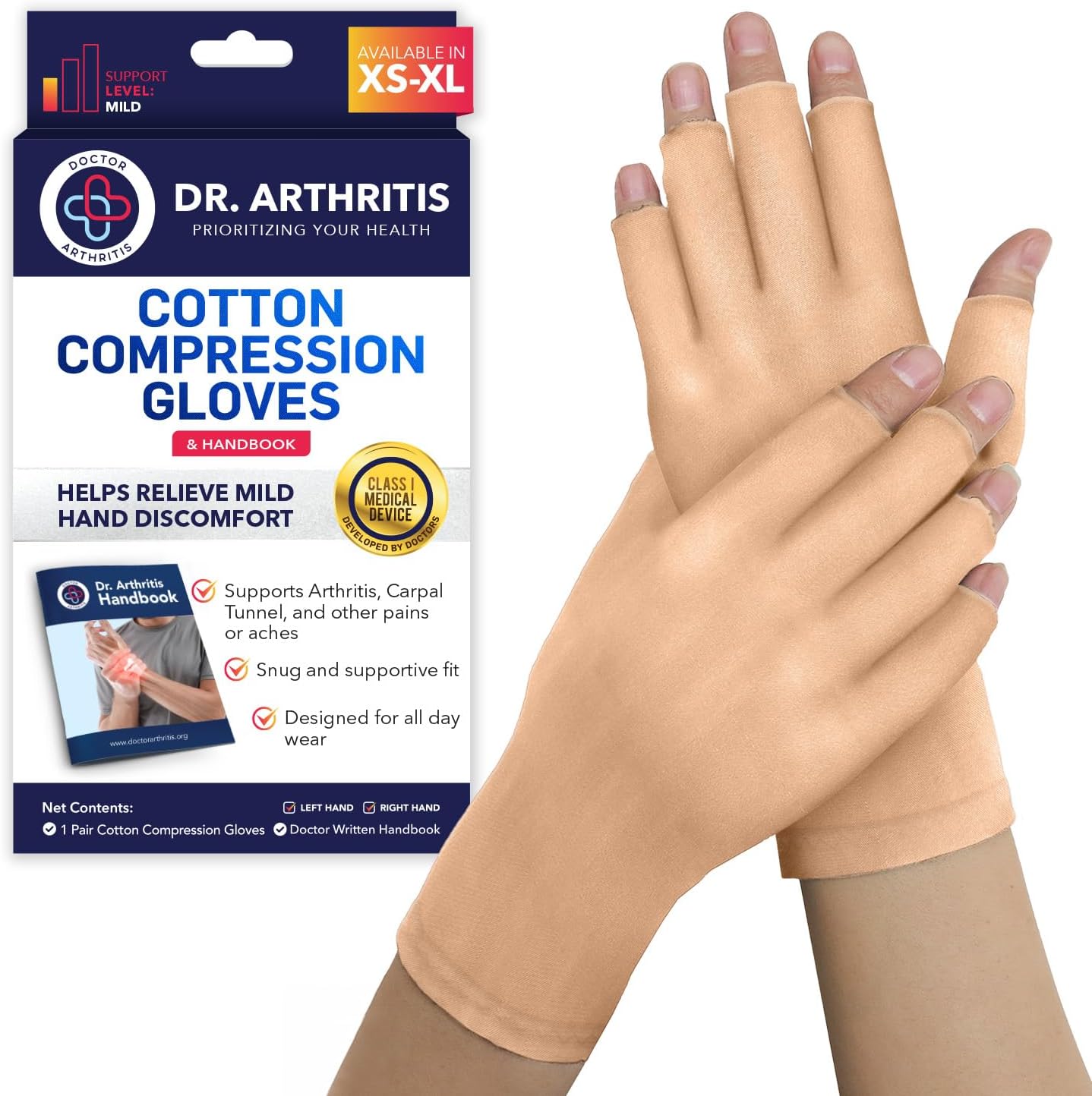 Dr. Arthritis Essentials Arthritis Gloves, Compression Gloves Ideal as Raynauds Gloves, Hand Brace for Arthritis