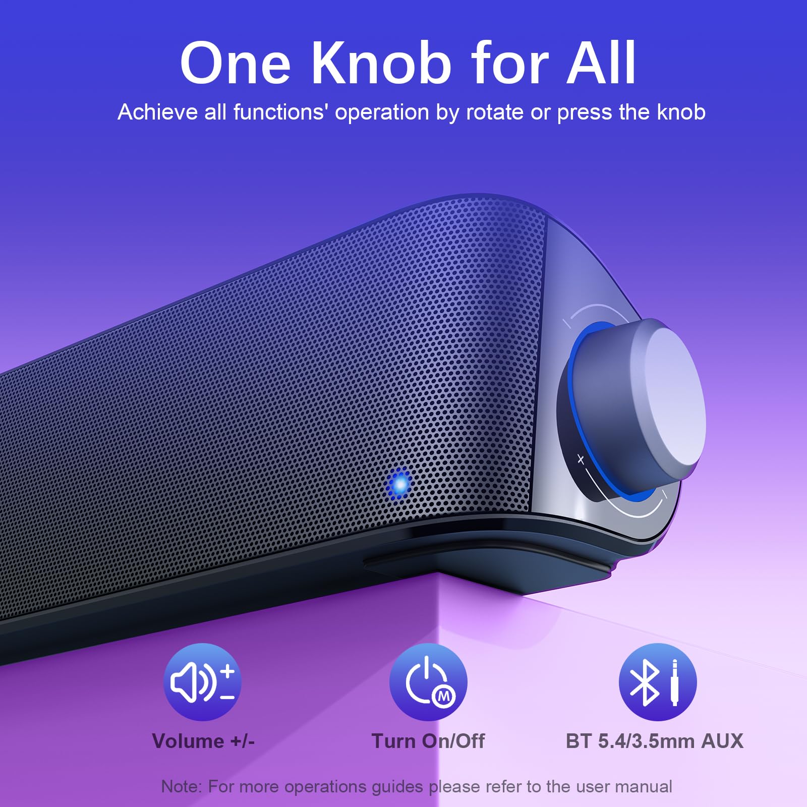 Nylavee Głośniki komputerowe z subwooferem, system głośników 2.1 PC z Bluetooth 5,4 i 3,5 mm Aux-in, moc szczytowa 60 W, zasilacz sieciowy do komputera stacjonarnego, laptopa, monitora, gier