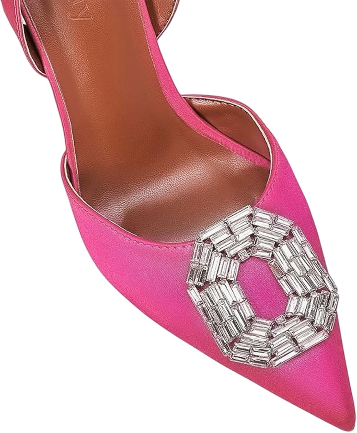 Vertundy Women's Rhinestone Slingback Pumps Pointed Toe Satin Crystal Stiletto High Heels Sandals Party Wedding Bride Pump Dress Shoes - Image 2