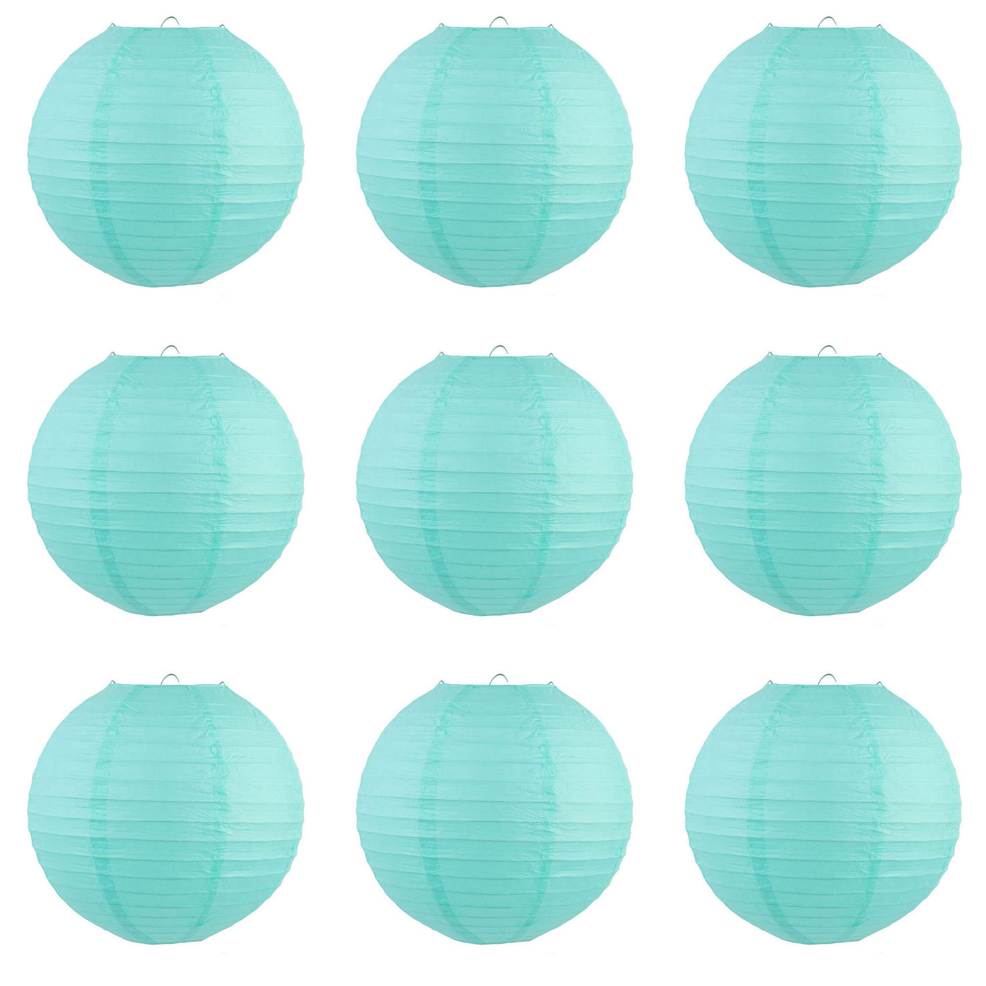 ACVIP Chinese Paper Lantern Lampshade Home Party Wedding Decor, Pack of 9 (8", Pale Turquoise)