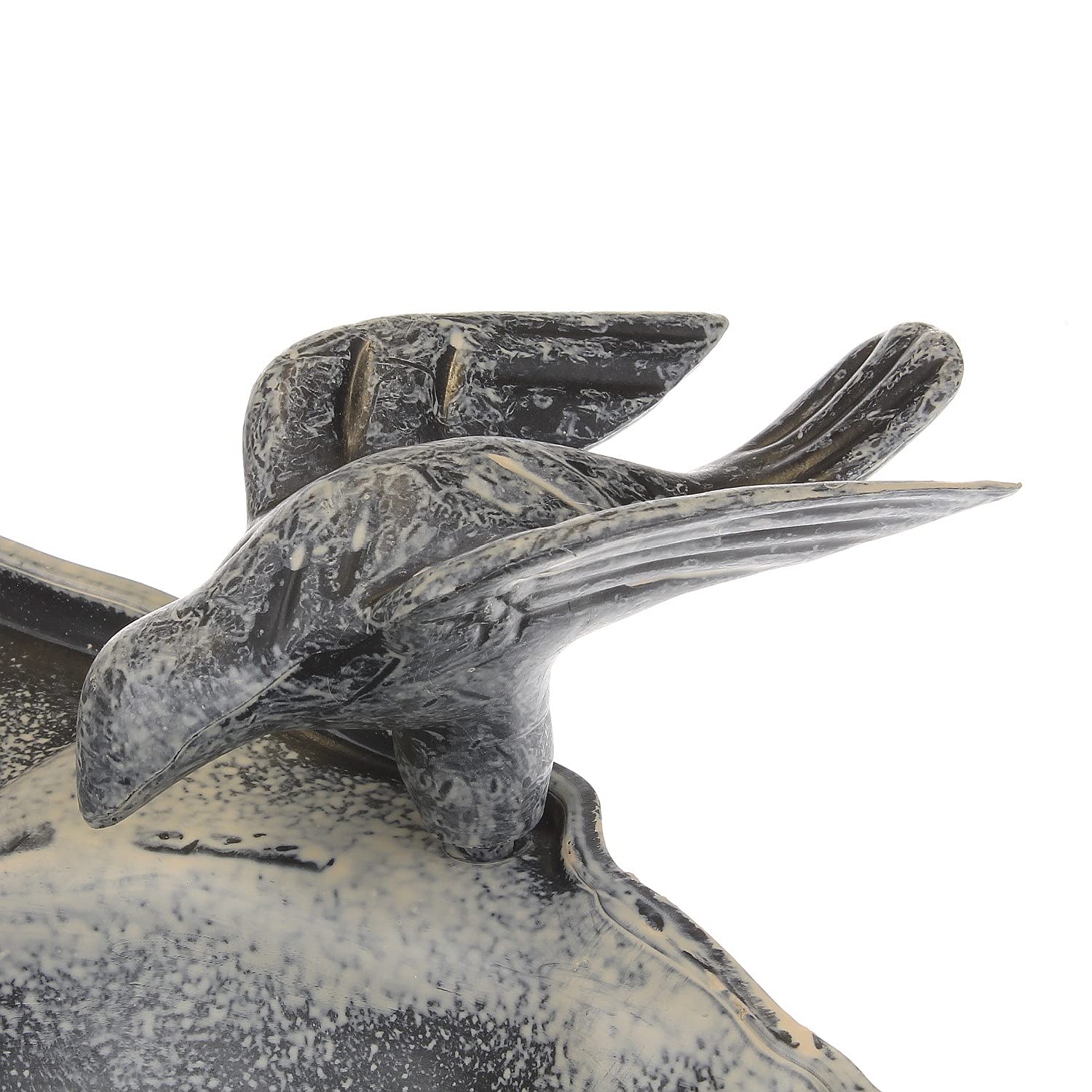 MACOSA NO55159 Vogeltränke Kunststoff Antikgrau 80 cm mit Dekovögel Vintage Vogelbad Grau Futterschale Vogelbecken Wasserbad Wildvogeltränke Landhausstil Trinkstation