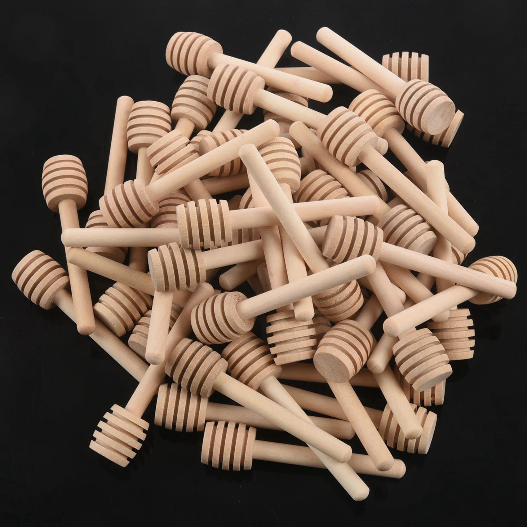 500 Stück Mini 7,6 cm -Honiglöffel, einzeln verpackt, Server für Honiggläser, mit Nieselholz