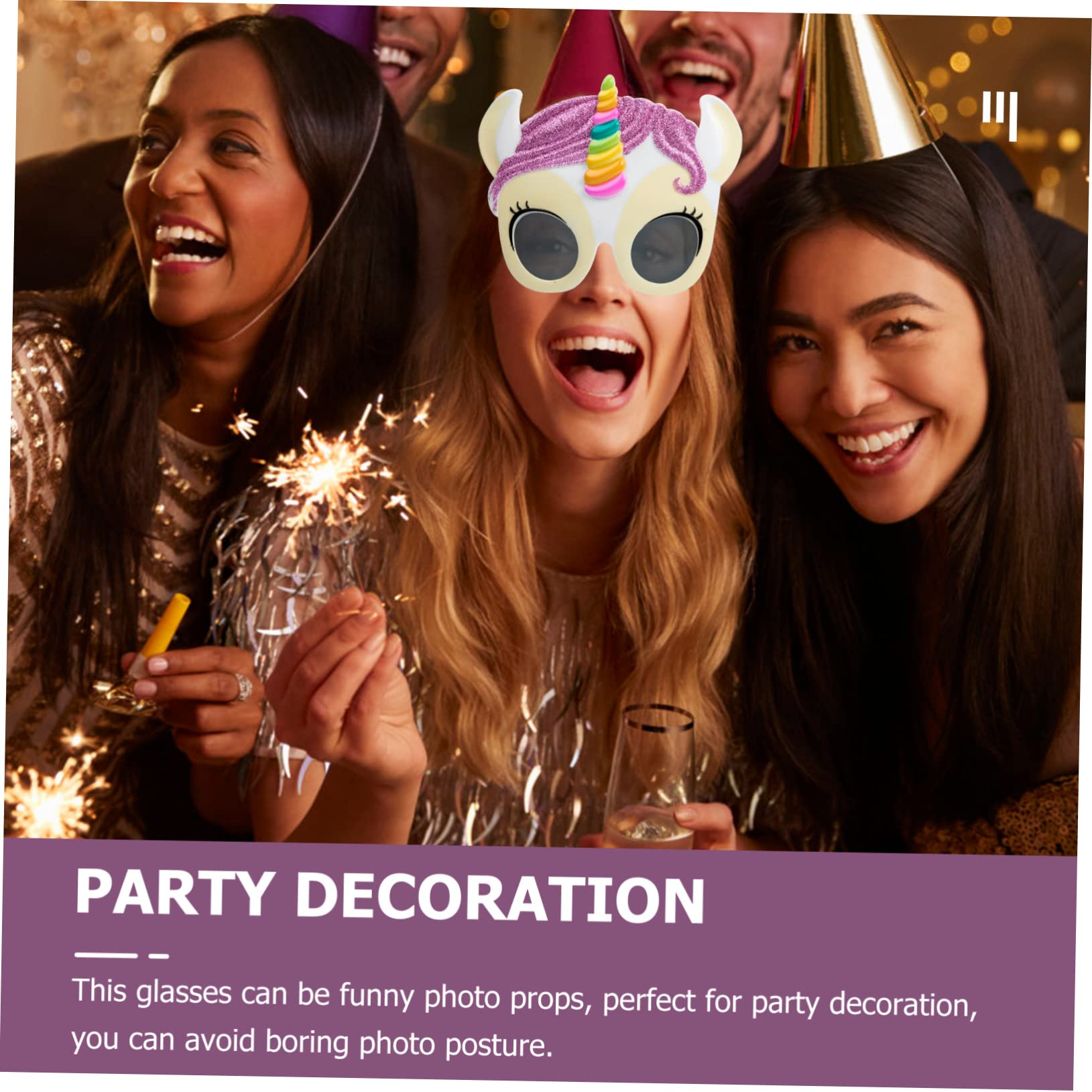SHERCHPRY 8piezas Gafas De Fiesta De Unicornio Accesorios Divertidos Para Fiestas De Cumpleaños y Eventos Temáticos Gafas De Cartón Creativas Para Fotografía y Cosplay