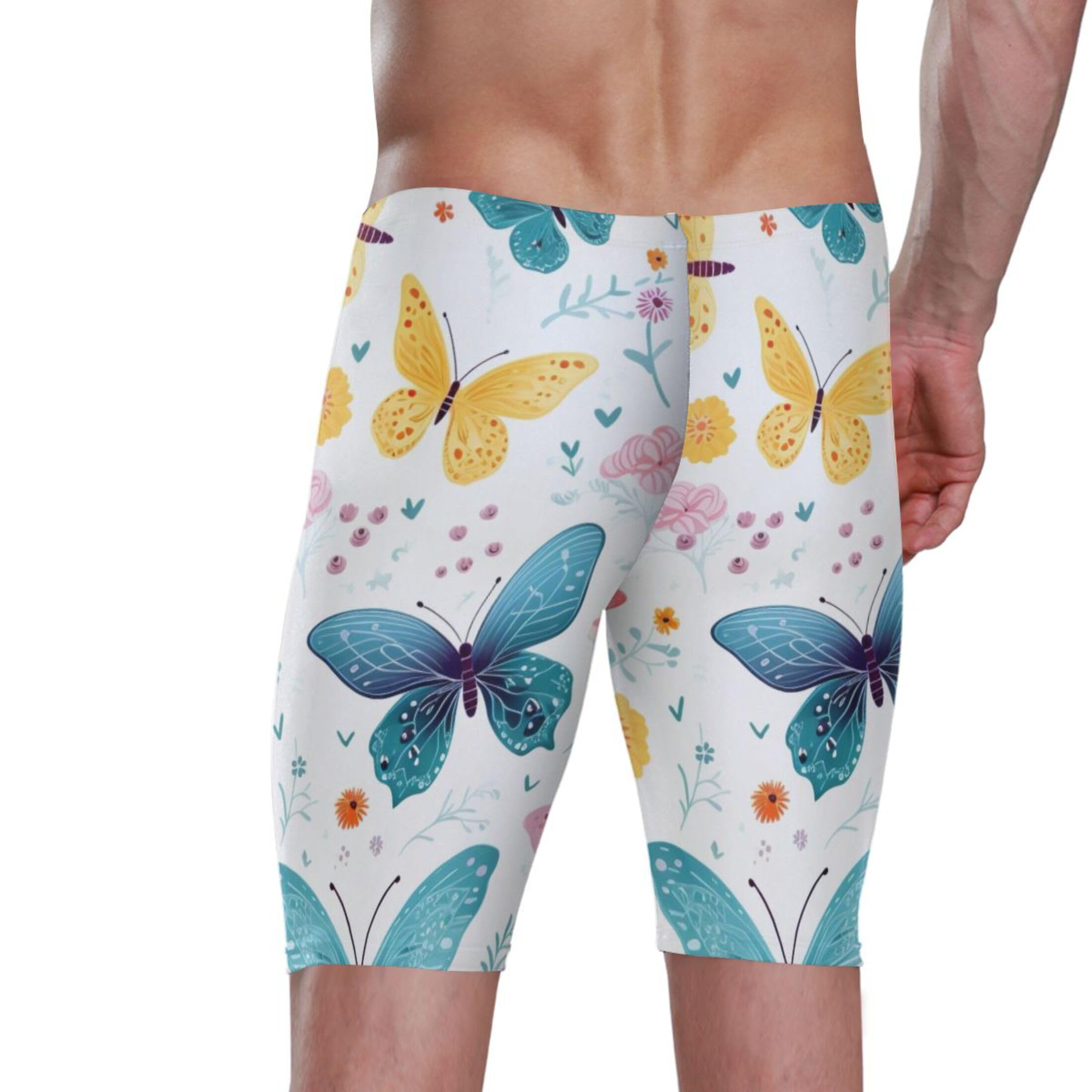 UMIRIKO Color Butterfly Swim Jammers for Men Athletic Durable S B0401670