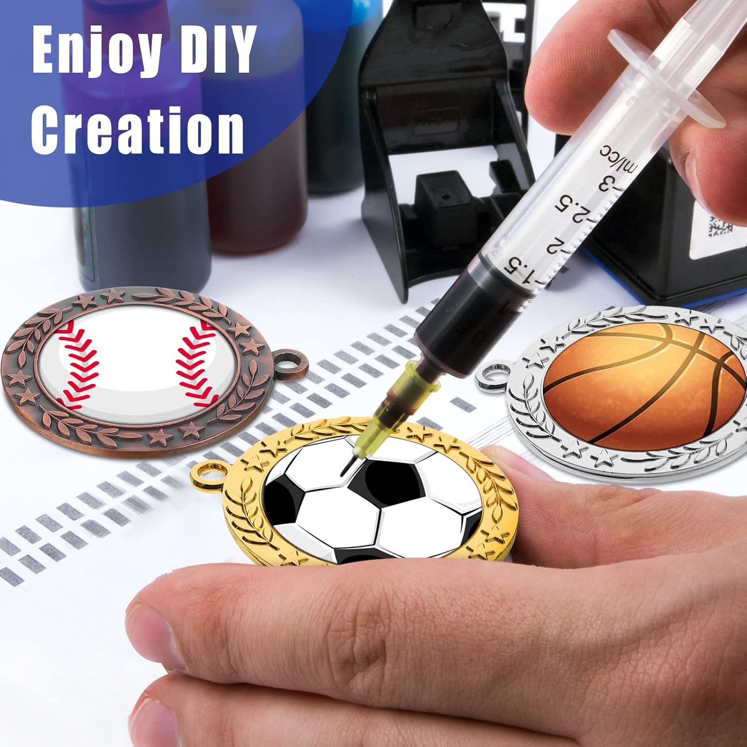 Junkin 24 Pcs Blank Medals for Awards with Neck Ribbons Winner Participation Custom Medals Awards Make Your Own Kit 1st Place Cheer Participation Trophy Metal Prize Gift