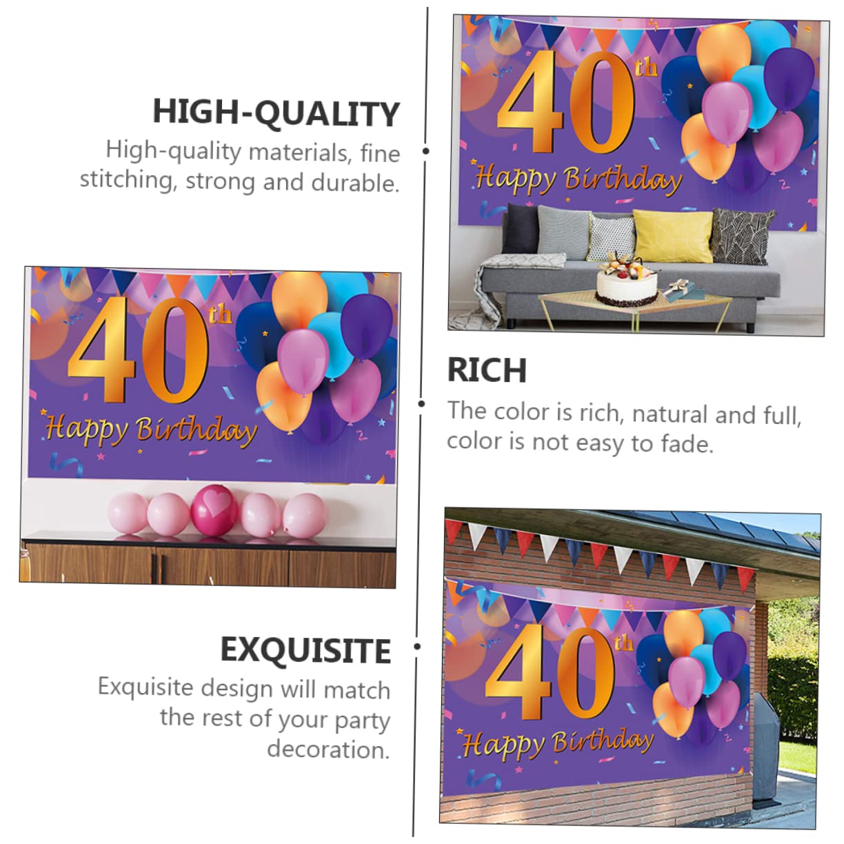 DOITOOL 2 Pezzi Di Compleanno Banner Finiture In Oro Ciondolo In Oro Compleanno Stand Prop Festa Di Compleanno Decorazioni In Oro 40Esimo Compleanno Stamina Banner Pendenti