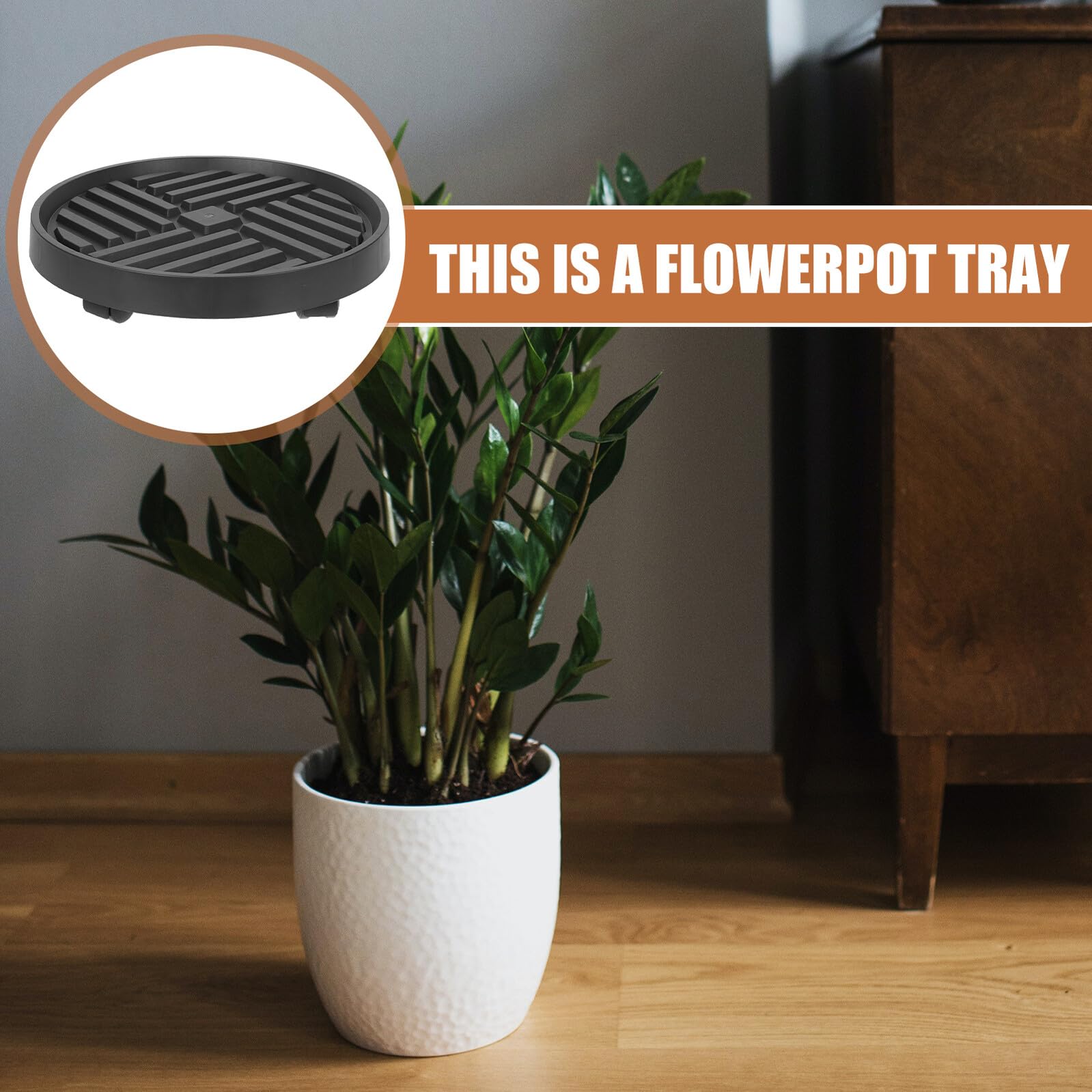 Toyvian Vassoio per Piante con Ruote in Plastica Nero, Portavaso Mobile con Funzione di Raccolta Acqua per Piante e Grandi Alberi da Interno e Balcone