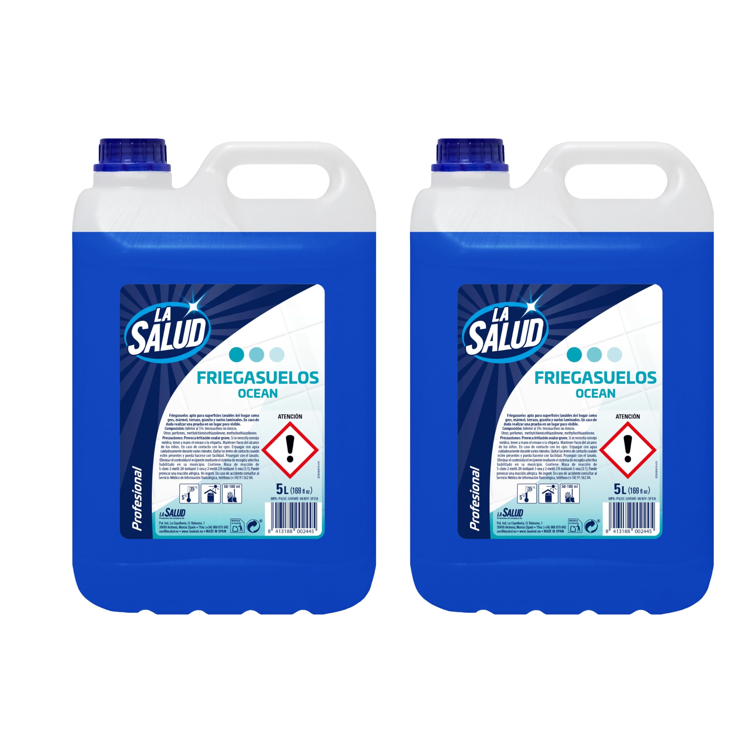 La Salud detergente per pavimenti Ocean Pack 10 litri | Detergente profumato per pavimenti lavabili | Taniche in formato professionale per casa, ufficio e locali commerciali