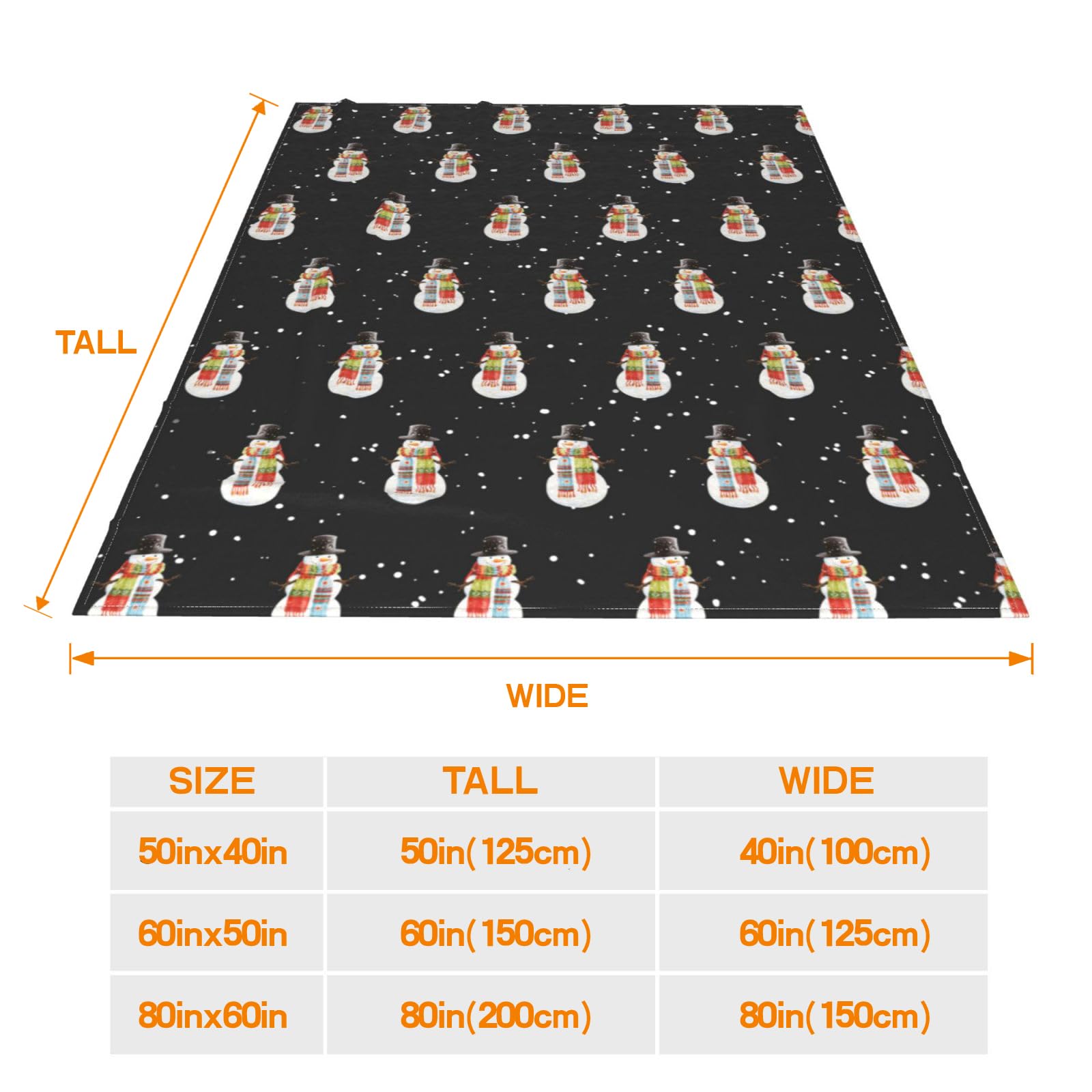 JOOCAR Christmas Snowman Throw Blanket Winter Black Happy New Year Blanket Cozy Soft Lightweight Flannel Plush Blankets for Bed Couch Living Room Sofa Chair,40x50 Inch - Image 4