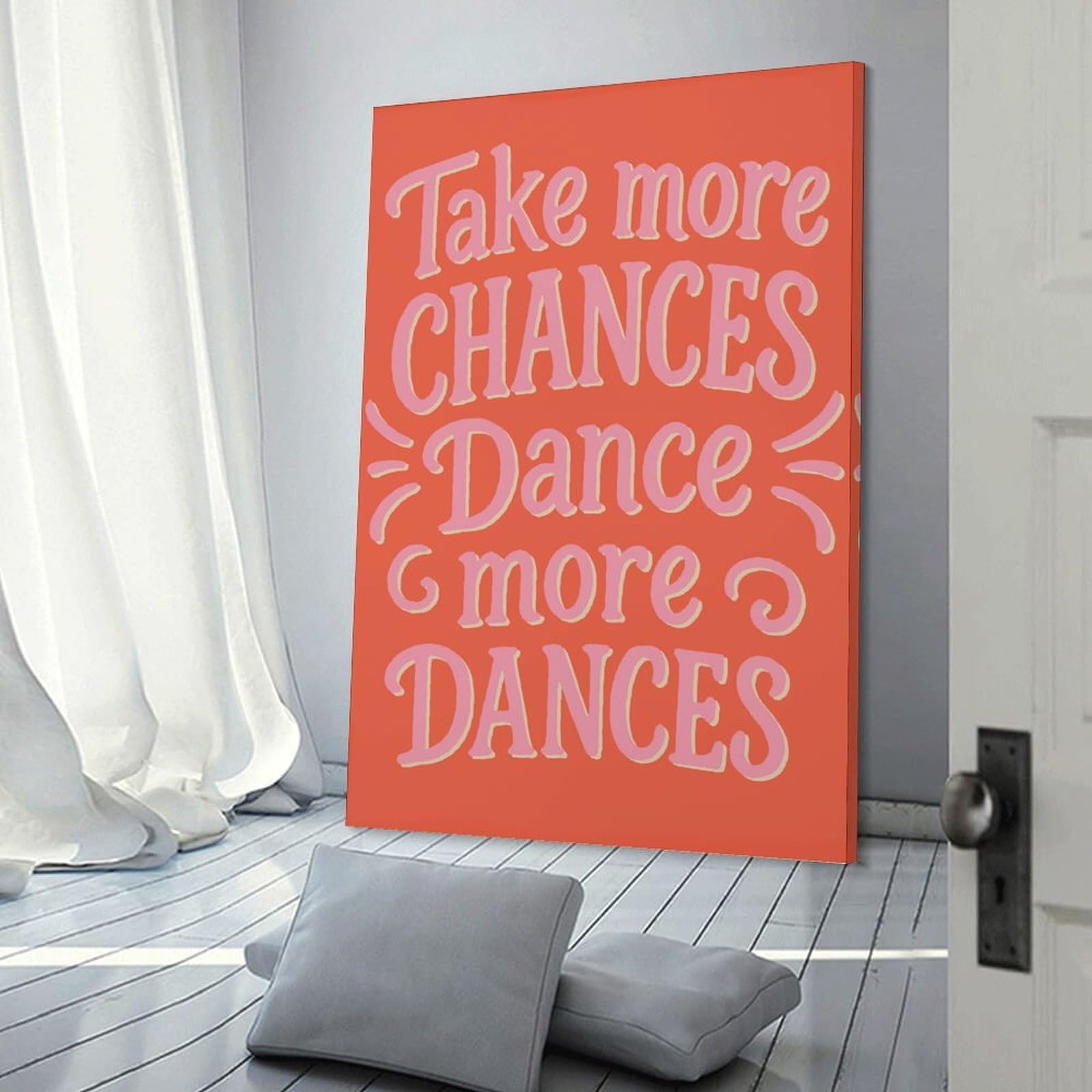 Junmoney Frame-Style-23 Take More Chances, Dance More Dances Canvas Wall Picture 20X30inch(50X75cm), For Study, Office Or Focused Interiors, Home Office Artwork With Decorative Appeal