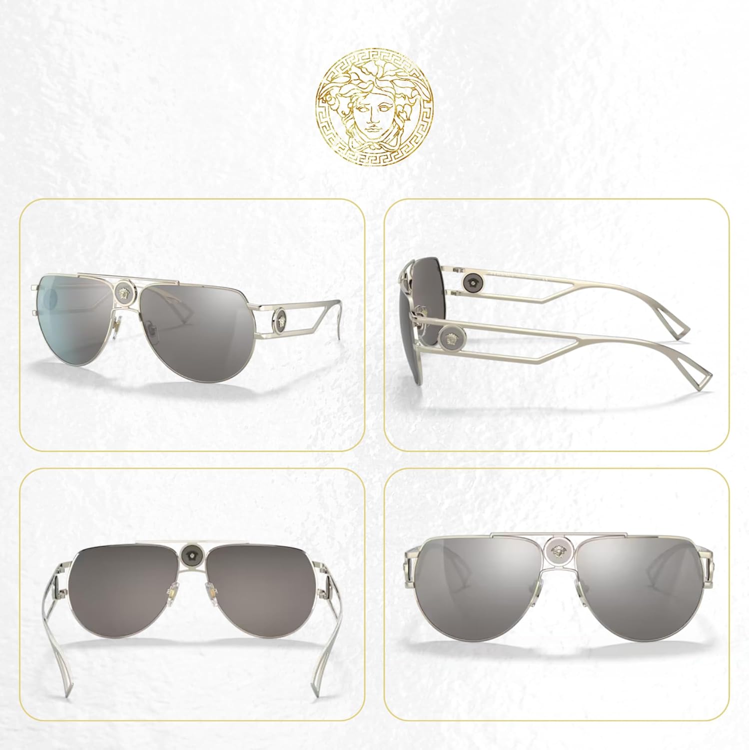 Versace VE2225 Aviator Sunglasses for Men +BUNDLE with ACCESSORY EYEWEAR KIT - Image 3