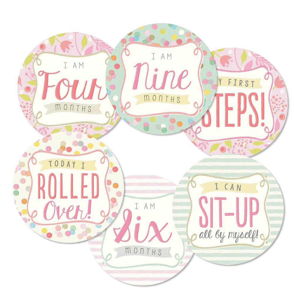 C.R. Gibson First Year Belly Stickers, 20 Milestone and Age Stickers, for Special Moments, Each Sticker Measures 4.5