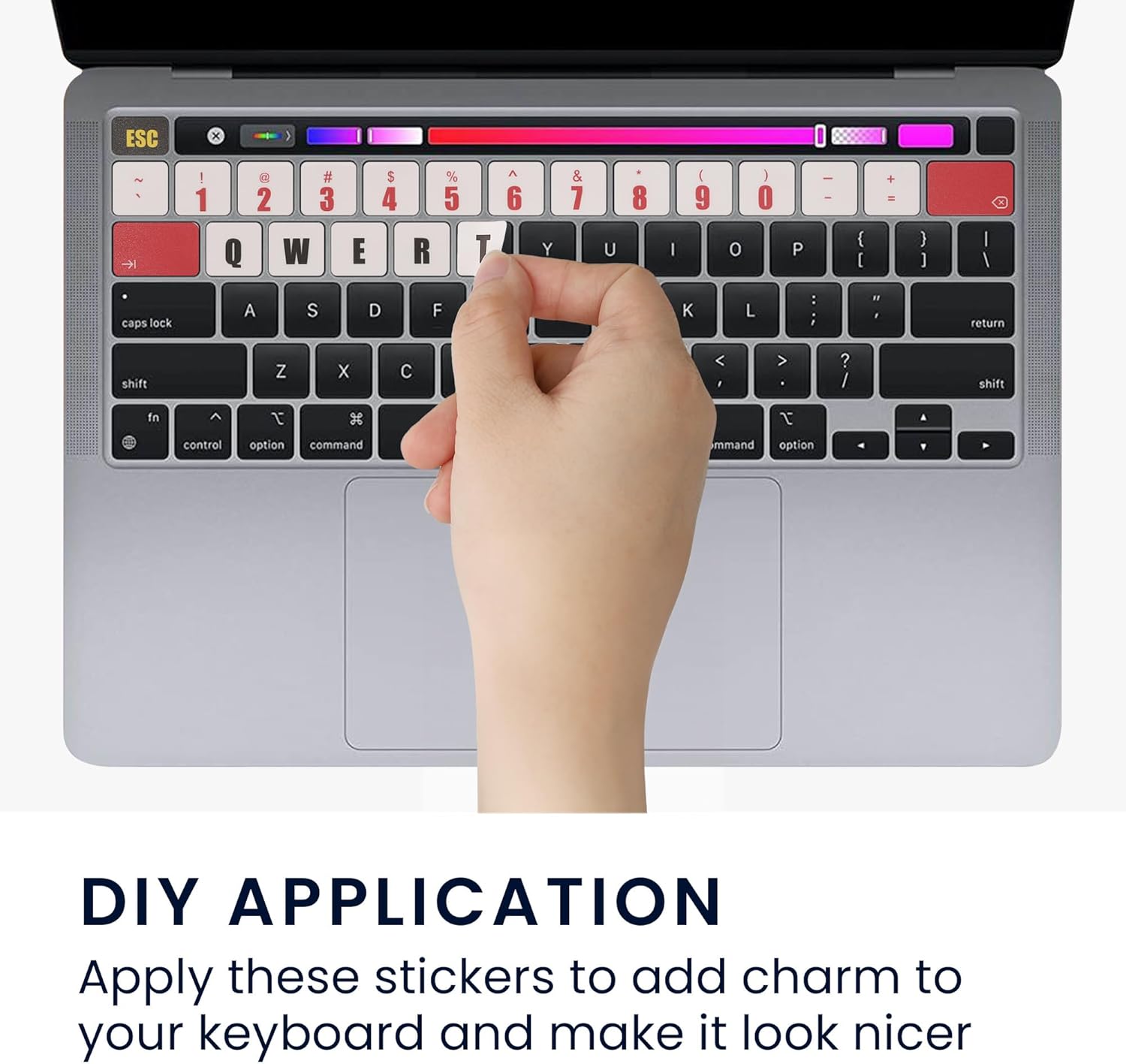 Image demonstrating the DIY application process, showing a hand applying a sticker
