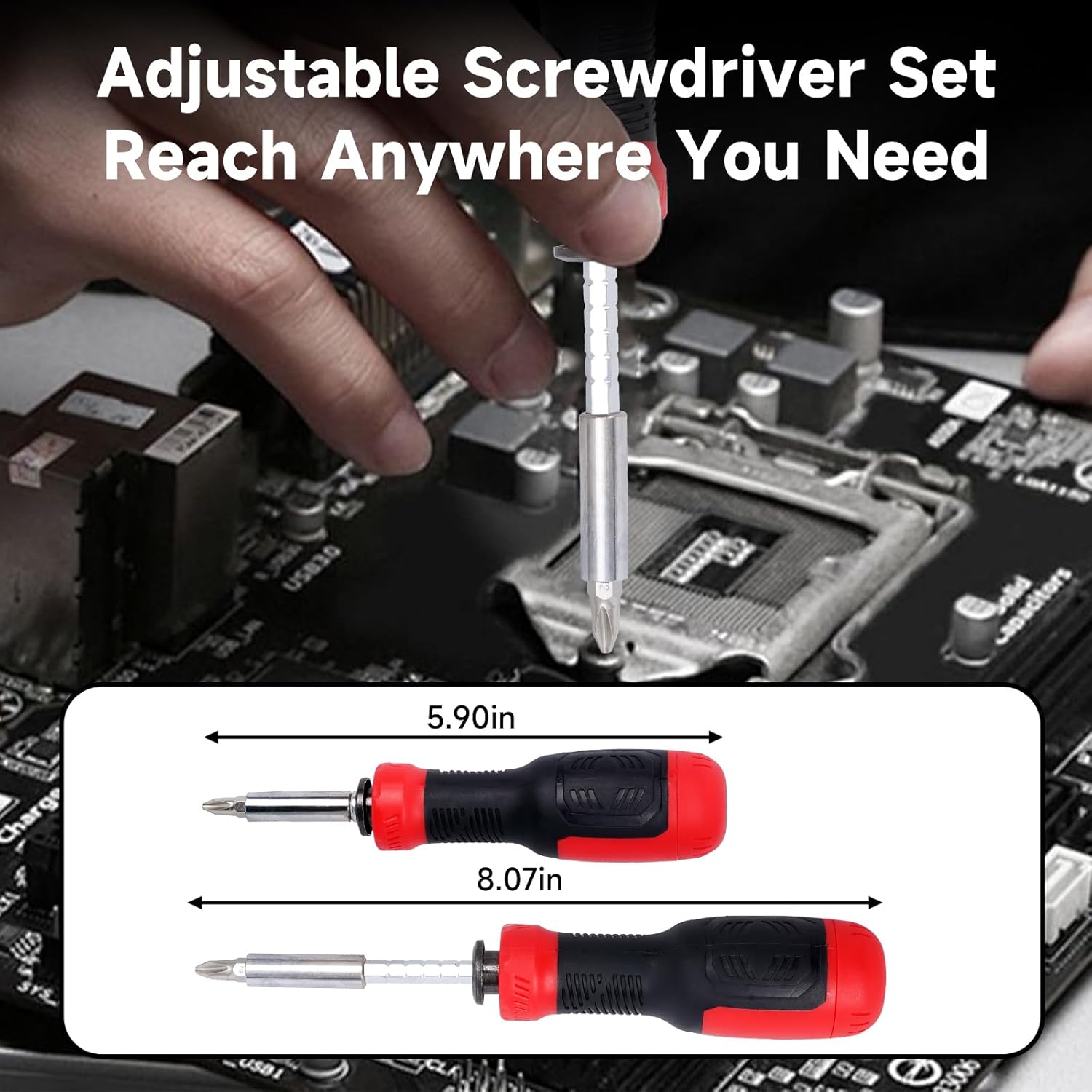 13-in-1 Multi-Bit Screwdriver Set | Magnetic Screwdriver with Adjustable Extension for Home Repair & Maintenance