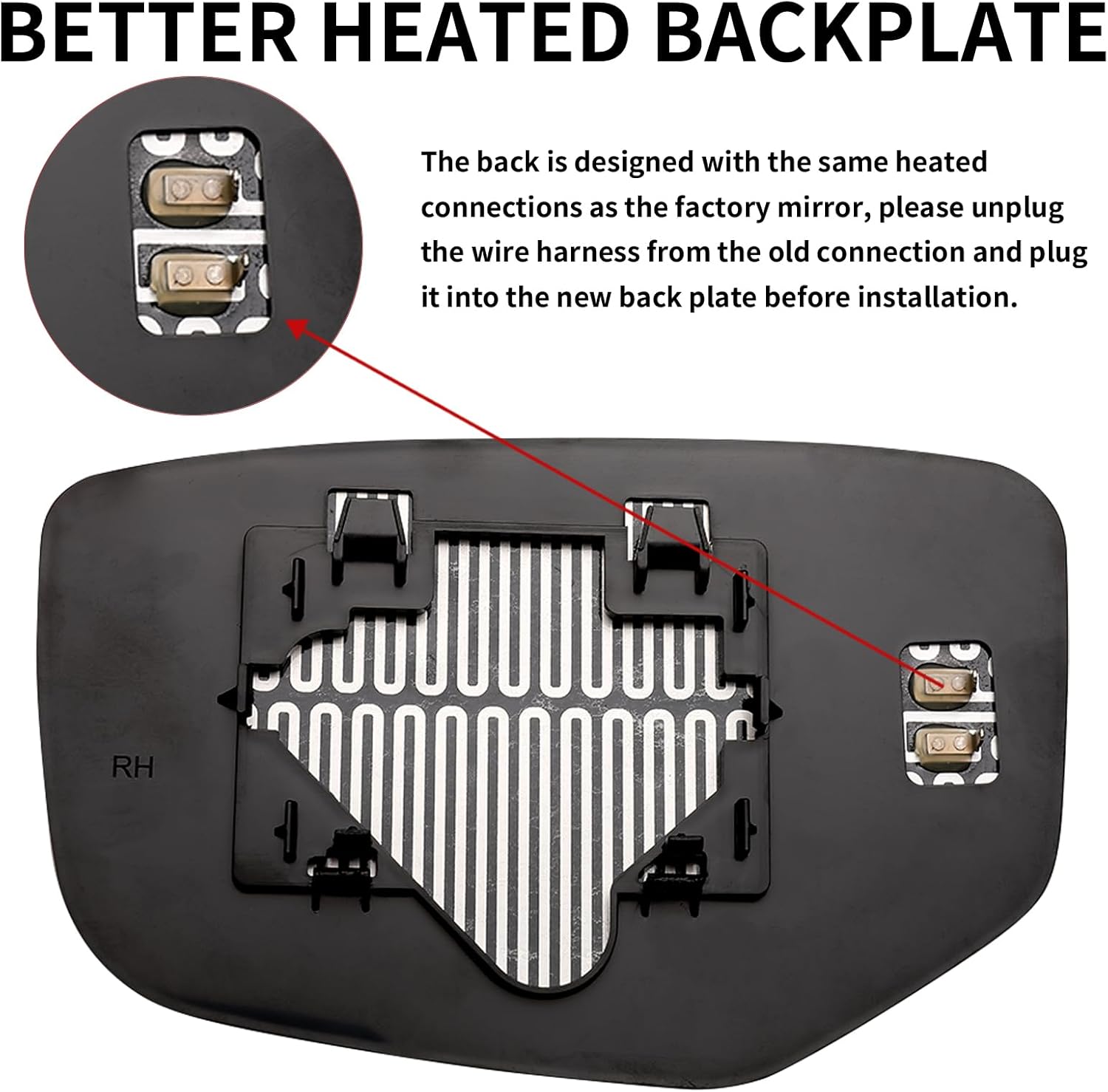 Passenger Side Mirror Replacement for Honda Accord 2008 2009 2010 2011 2012 - Right Side Mirror Glass, Rear View Mirrors Glass with Power Heated