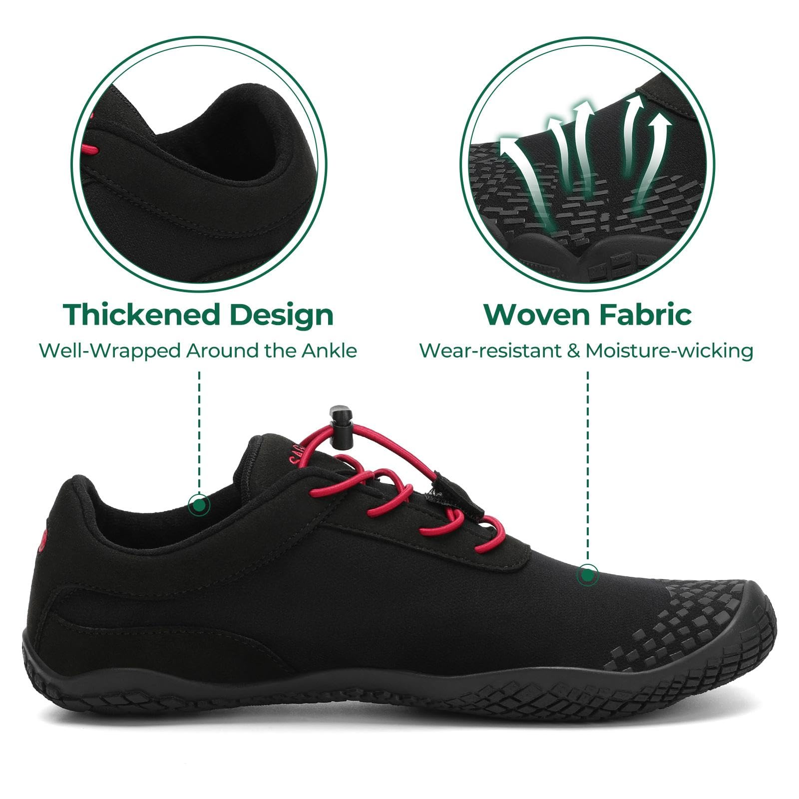 SAGUARO Barefoot Shoes Uomo Donna Scarpe Barefoot - Scarpe Minimaliste Scarpe da Palestra - Traspiranti Scarpe da Scoglio - Punta Larga e Suola a Goccia Zero Nero Fumoso,Gr.35-48 EU