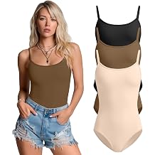 3 Pack Womens Cami Bodysuits | Adjustable Straps, Scoop Neck, Backless, Snap Closure, Tank Tops, Going Out, Fitted, Casual, Basic, Comfort, Dance, Clothes