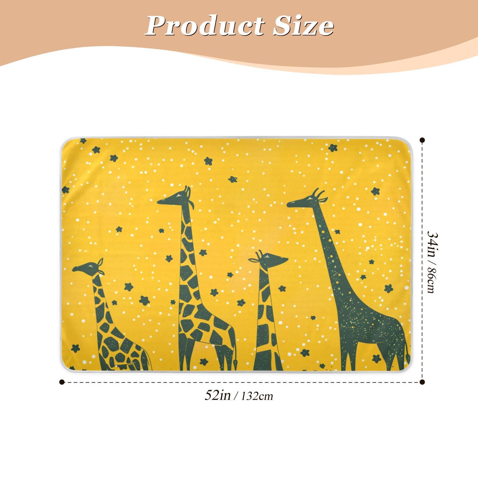 Giraffe Yellow Stars Toddler Waterproof Washable Bed Wetting Pad Changing Pee Mats for Baby Boys Girls , 52