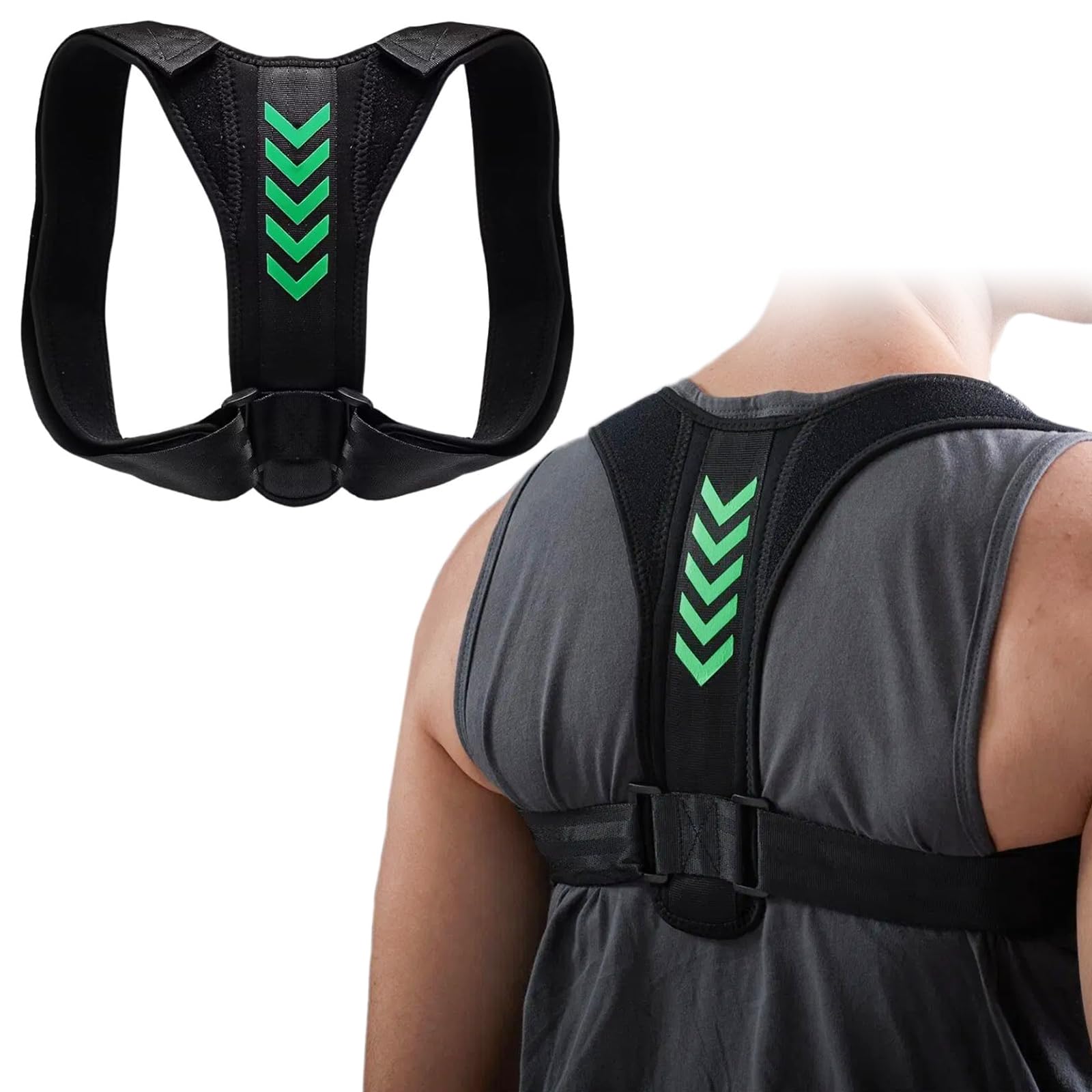 Back Straightener, Posture Corrector for Men & Women, Adjustable Elastic Posture Trainer for Posture Correction, Relief from Neck Shoulder Upper Back Pain, Back Support to Prevent Hunchback (Black)