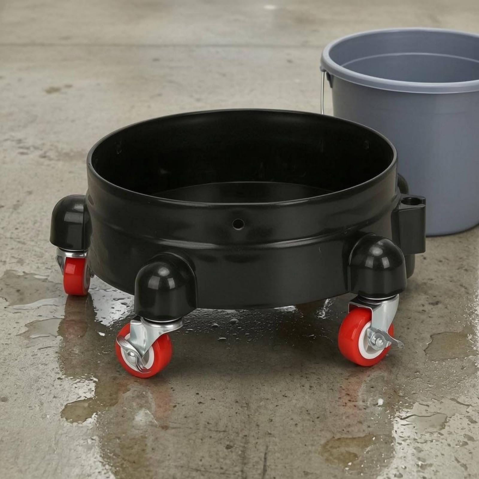Car Wash Eimerwagen Basis Rollwagen Eimerhalter Wagen Bodenträger mit Vierseitigen Aufnahmen für Zubehör Und Einfacher Handhabung für Autopflege Garage Carport, Red