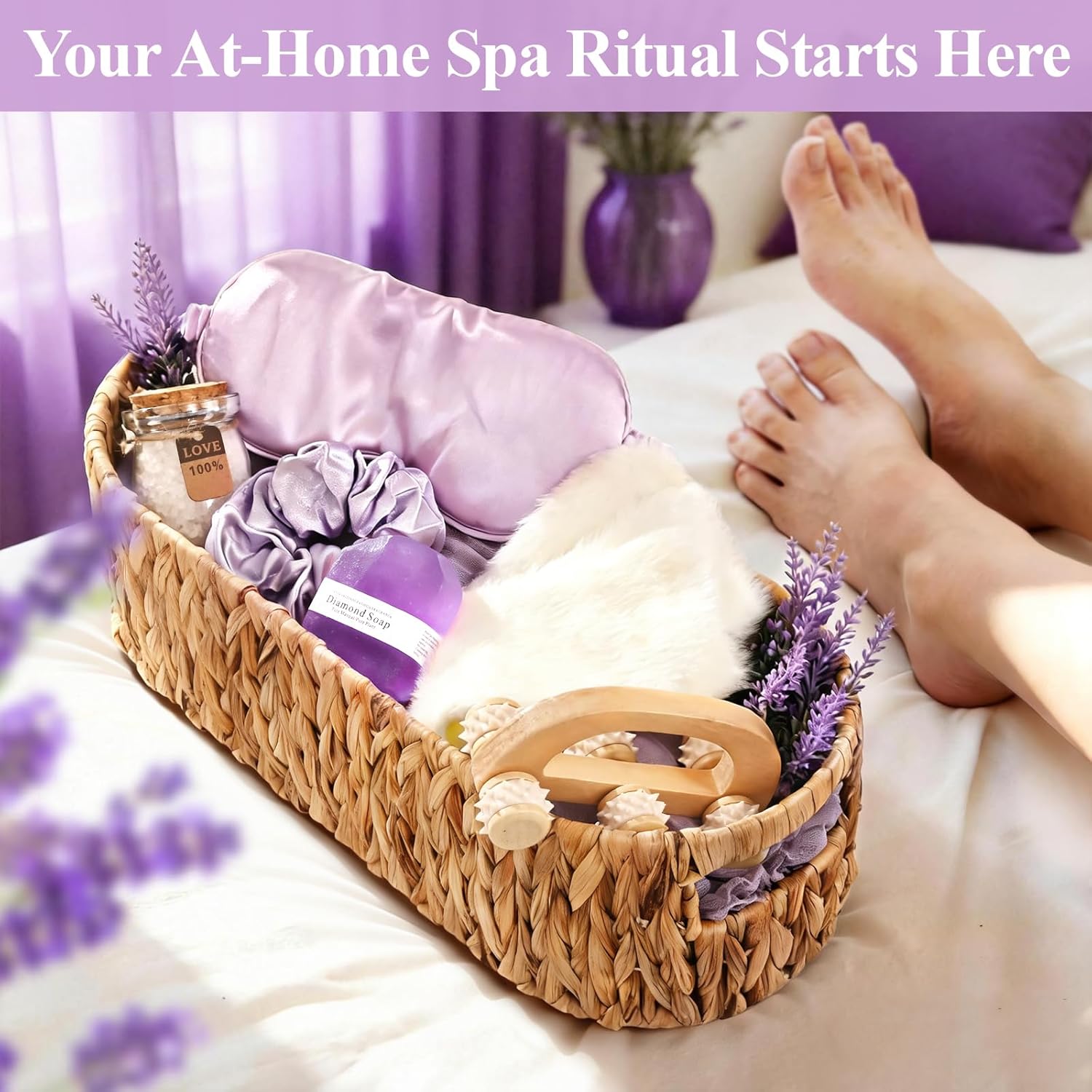 Cabtnca 11Pcs Get Well Gifts for Women, Birthday Valentine's Day Gifts for Her, Purple Self Care Package Gift Baskets for Woman, Thinking of You Gift Set for Mom Sister Friend Wife Girlfriend - Image 9