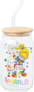 Silver Buffalo Rainbow Brite Stars Sparkle, Glass Tumbler, 16oz