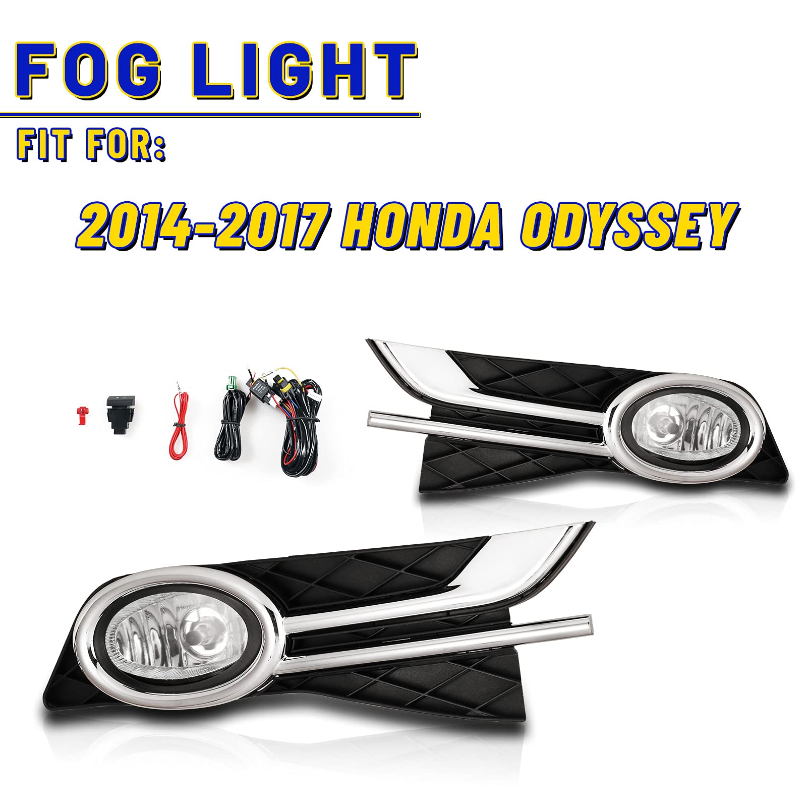 AUTOFREE Driving Fog Lights for Honda Odyssey 2014-2017 with H11 12V 55W Bulbs Fog Lamps Assembly Included Wiring Kits & Switch-1 Pair (Clear Lens)