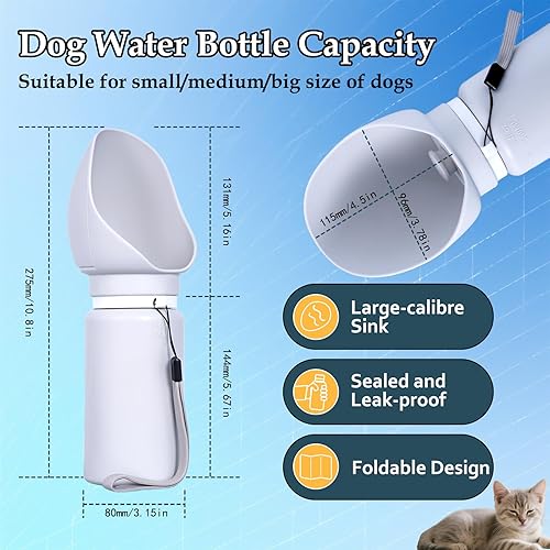 Miniatura 3 de Botella de agua para perros, Botella plegable de silicona para mascotas, Dispensador de agua portátil para mascotas, Bebida para perros de viaje al