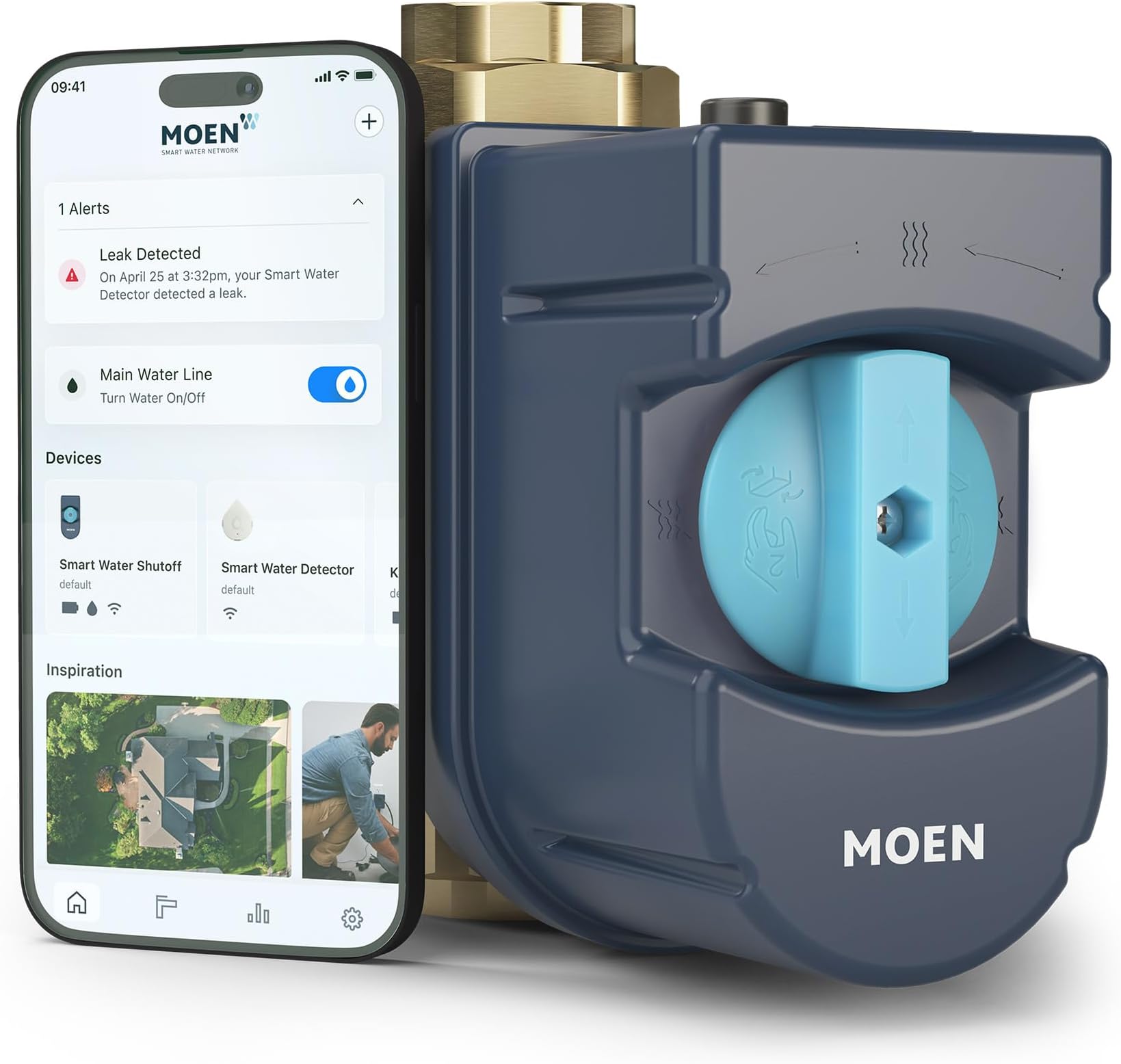 900-002 Flo Smart Water Monitor and Automatic Shutoff Sensor, Wi-Fi Connected Water Leak Detector for 1-1/4-Inch Diameter Pipe