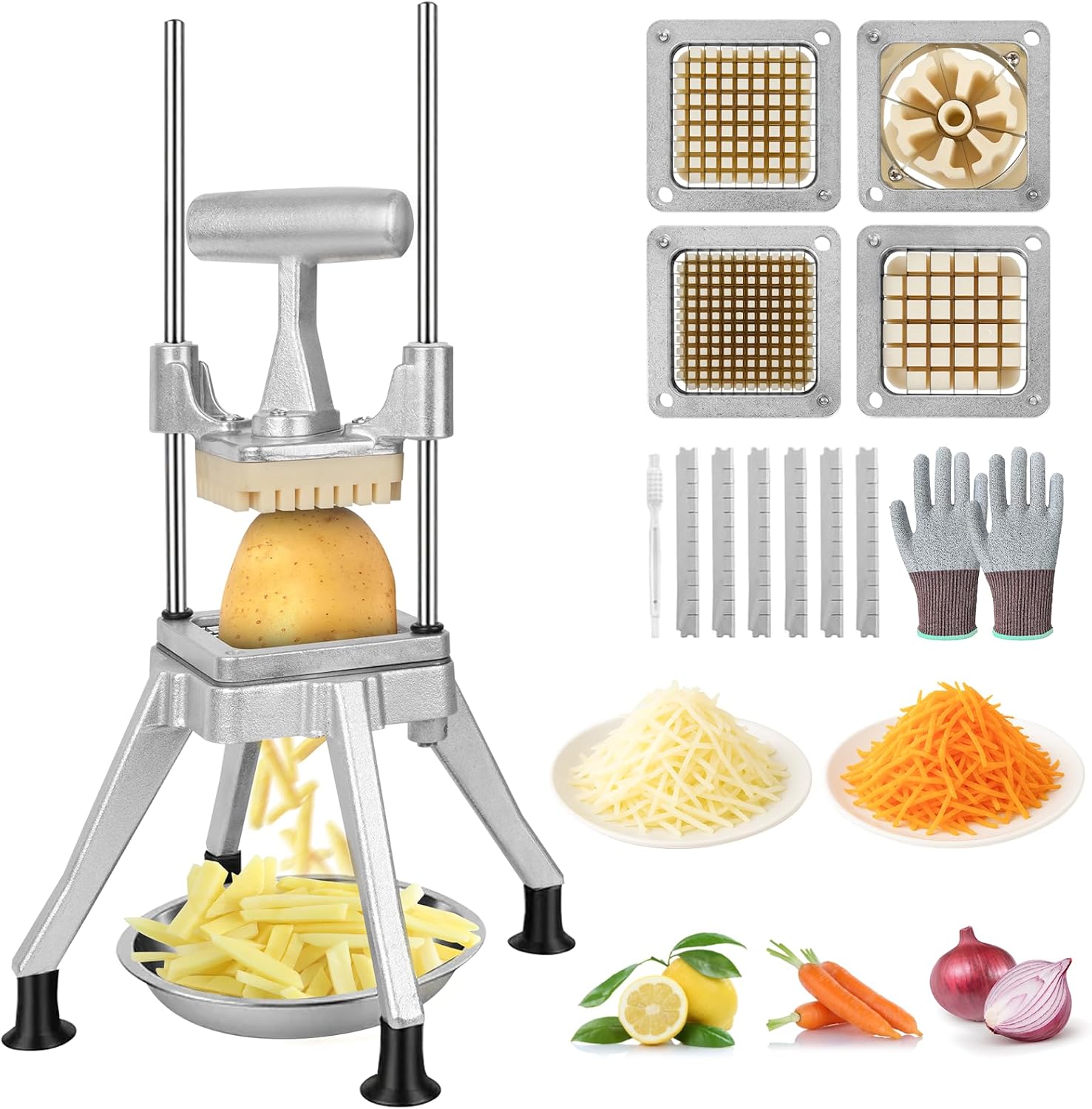 Commercial Lemon Cutter 8-Section with V-Shaped 420 Stainless Steel Blades Stainless Steel Blade Fruit Lemon Slicer Wedges Cutter for Fruits and Vegetables for Home&Commercial Use
