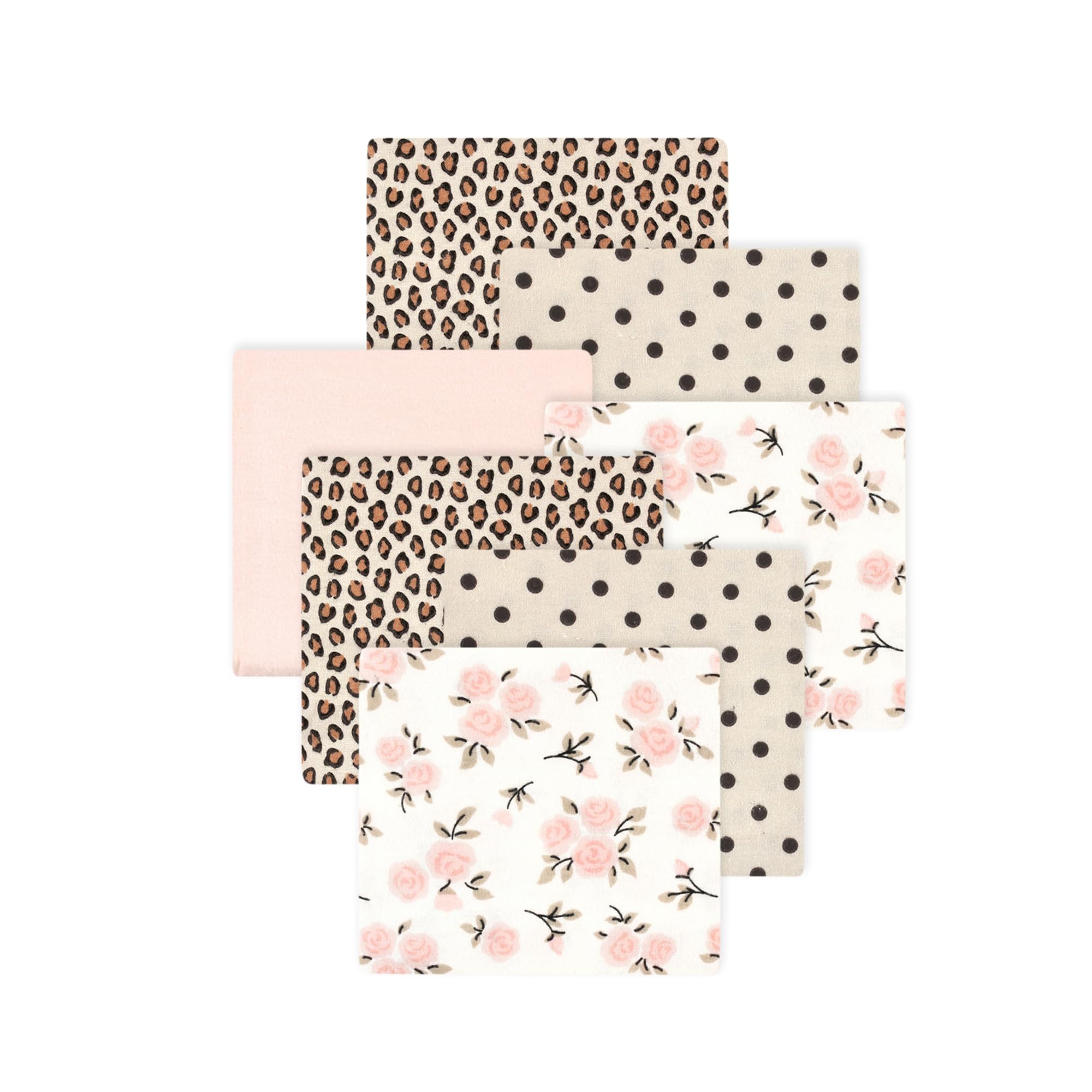 Little Treasure Hudson Baby Cotton Poly Flannel Receiving Blankets Multipack, Pink Neutral Floral, 30x30 inches