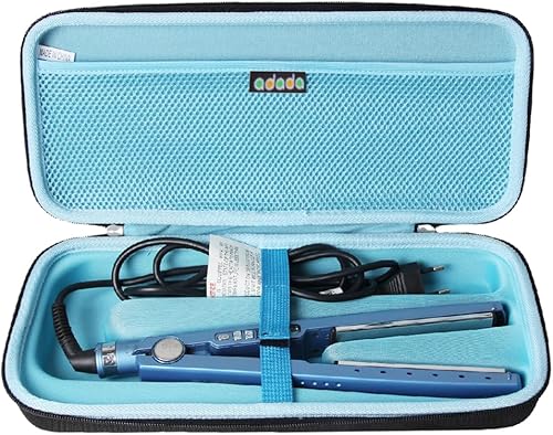 adada Estuche rígido de viaje para BaBylissPRO Nano Titanium Ultra Thin alising Iron (negro+azul)