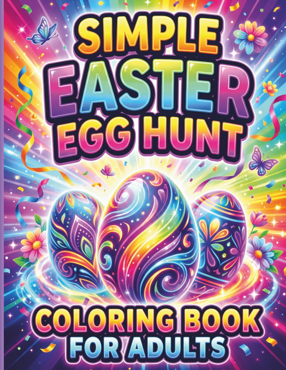 Simple Easter Egg Hunt Coloring Book for Adults: Minimal & Relaxing Designs for Stress Relief and Mindfulness