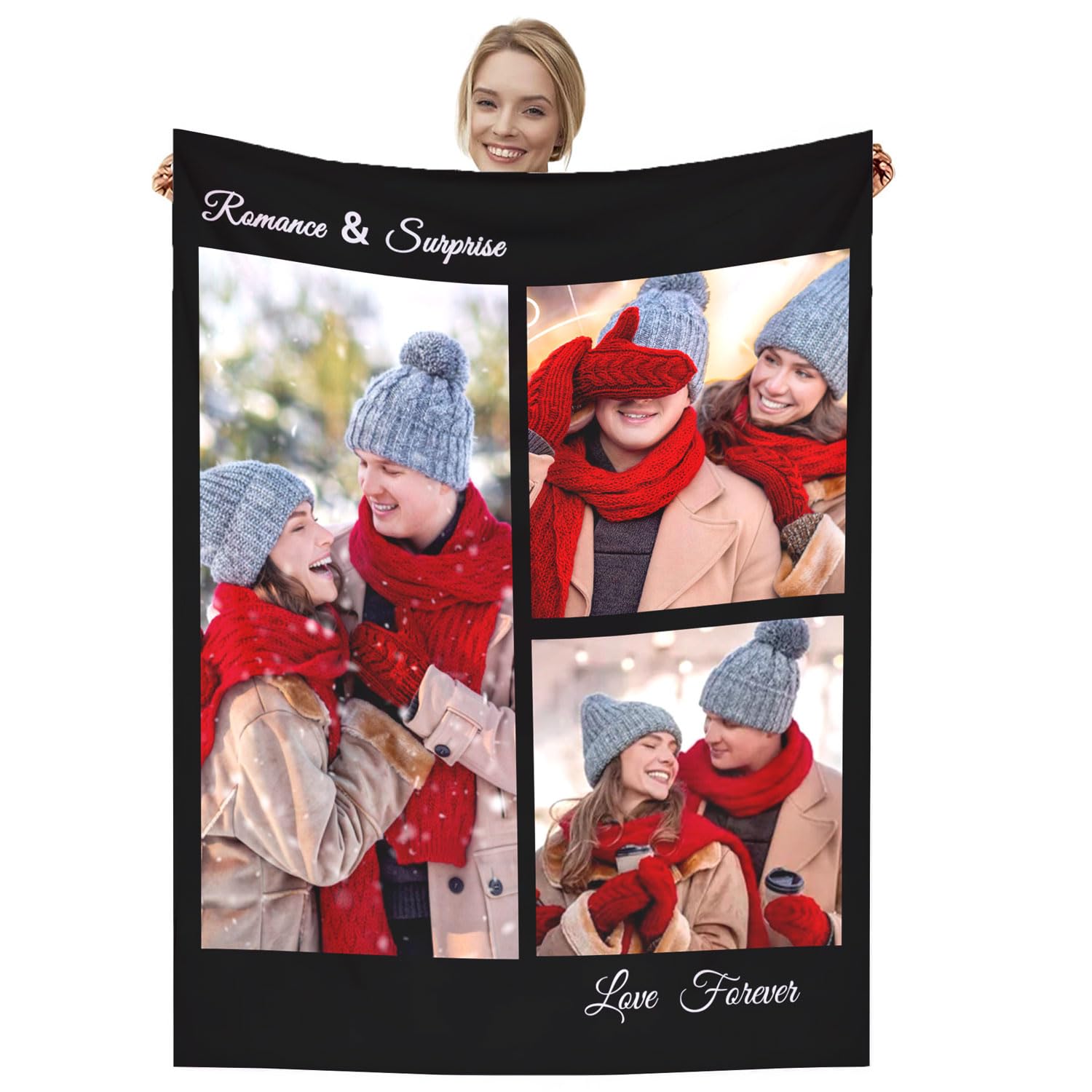 Dmkjdzsw personalised blanket，custom blanket， Soft Cosy Custom Blanket for Adults Kids，Personalised Gifts for Mum, Dad, Boyfriend-C-75 * 100CM