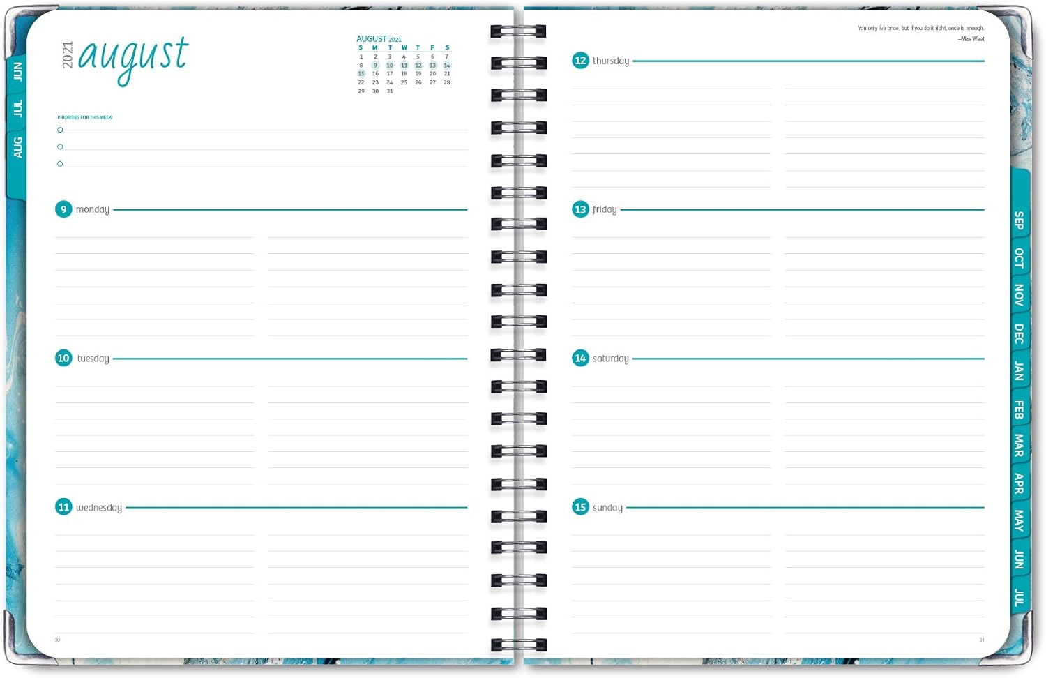 HARDCOVER Academic Year 2021-2022 Planner: (June 2021 Through July 2022) 8.5"x11" Daily Weekly Monthly Planner Yearly Agenda. Bookmark, Pocket Folder and Sticky Note Set (Blue Marble) : Office Products