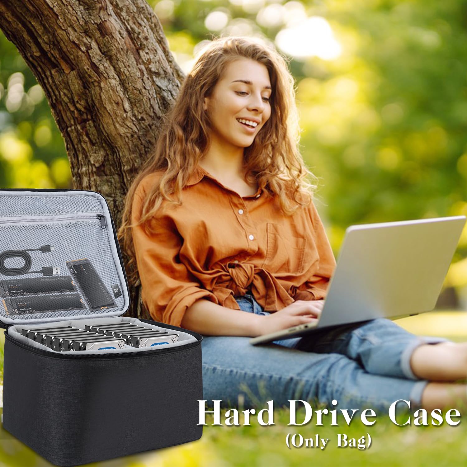 Funda para disco duro, bolsa de almacenamiento protectora de 14 bahías para disco duro de 3.5 pulgadas, caja de almacenamiento de gran capacidad con cerradura, funda de transporte portátil