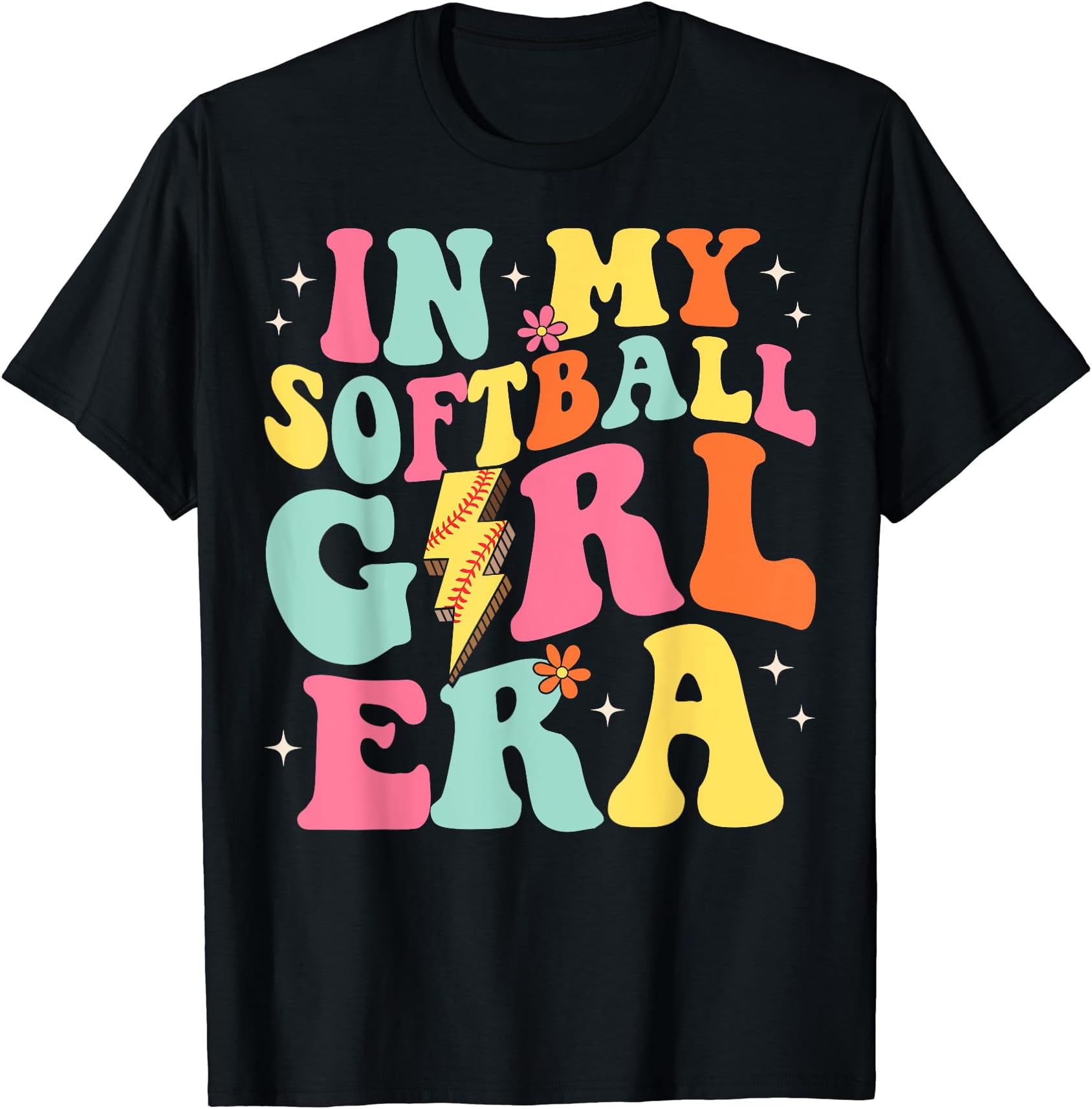 Groovy In My Softball Girl EraIn My Softball Girl Era Retro Groovy Softball Girl T-ShirtOEKO-TEX STANDARD 100