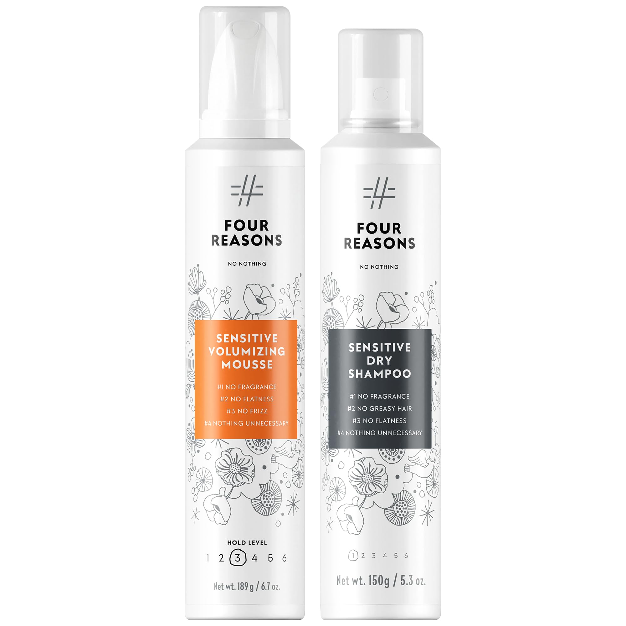 No Nothing Mousse und Trockenshampoo Bundle – Parfümfreies Volumen- und Haar-Erfrischungs-Styling-Duo für empfindliche Kopfhaut