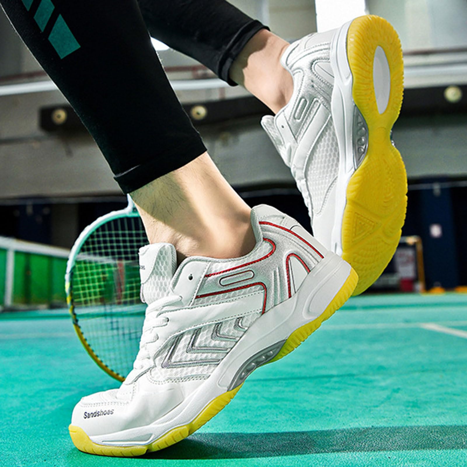 Unisex buty do badmintona, trampki halowe, buty do siatkówki, buty do tenisa badmintona, buty do badmintona, amortyzujące wstrząsy, do tenisa stołowego, pickleball, siatkówki, rakietki