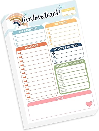 Bloc de notas de 100 hojas para profesores para el aula de 5.5 x 8.5 pulgadas, bloc de listas de tareas y suministros para escuelas primarias, bloc