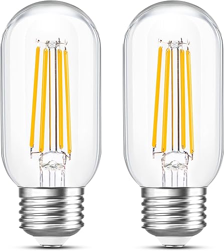 Bombillas incandescentes equivalentes a LED E26 regulables T45T14 de 60 W, bombillas Edison de lujo para exteriores, AC120V, blanco cálido, 2700K,