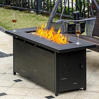 45 inch Propane Fire Pit Table,50000 BTU Gas Fire Pits Table with Lid & ...