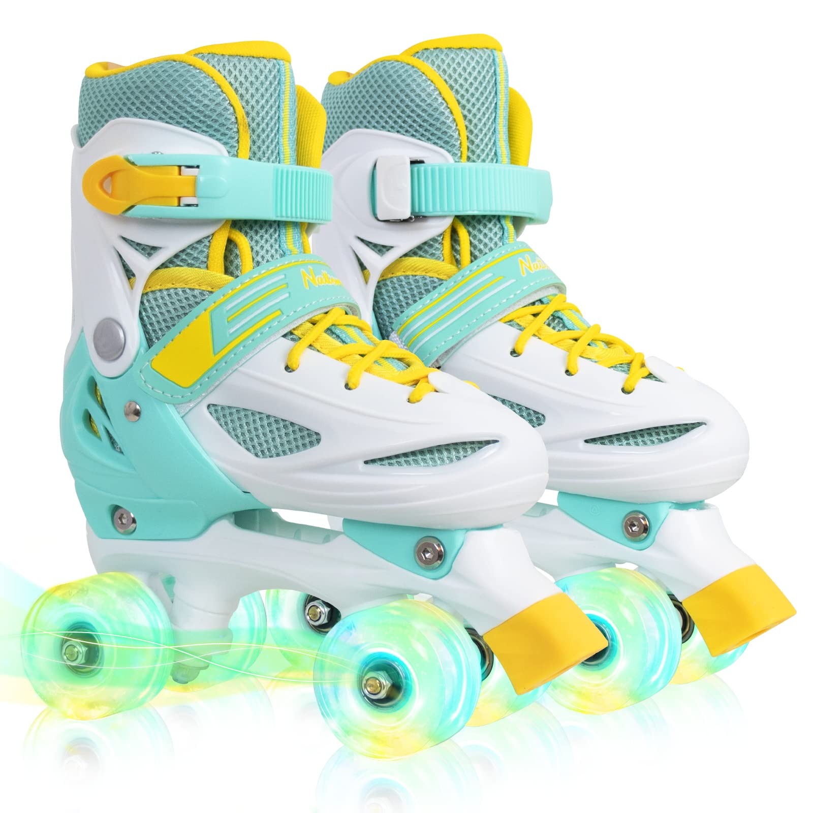 Nattork Boys Roller Skates for Kids, 3 Sizes Adjustable Toddler Roller Skates with All Light up 8 Wheels of Boy's Skates Shine, Safe and Fun for Indoor Outdoor Sports