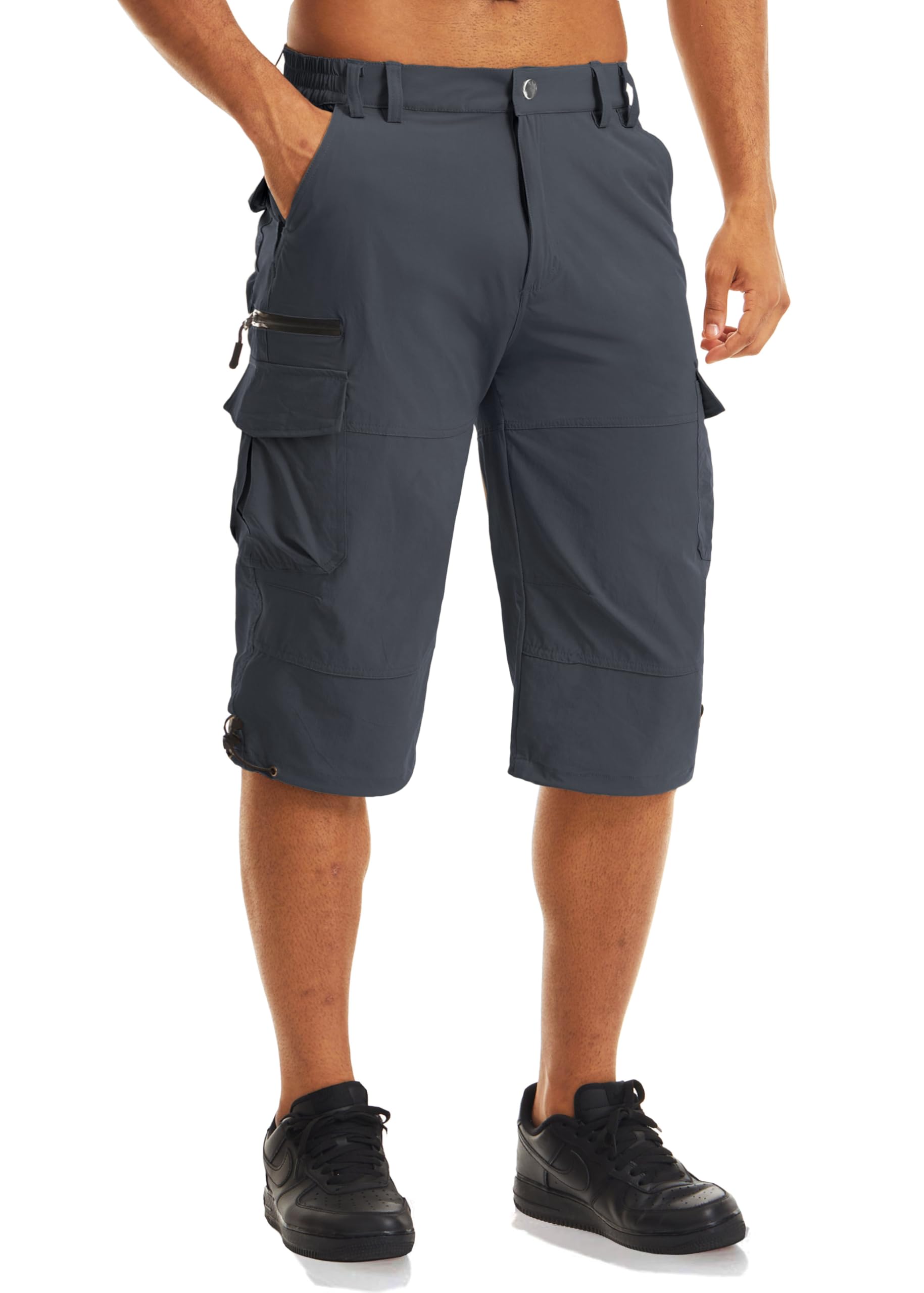 MAGCOMSEN Men's Workout Shorts 7 Pockets Quick Dry 3/4 Capri Pants Zipper Pockets Hiking Athletic Shorts