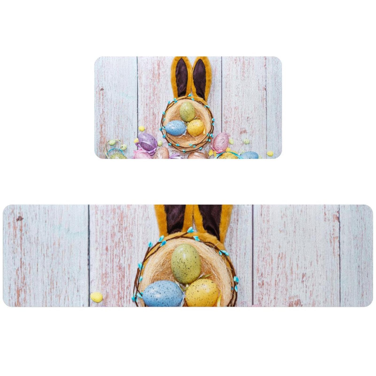 Alfombras de cocina absorbentes de huevos de Pascua juego de 2 tapetes antideslizantes
