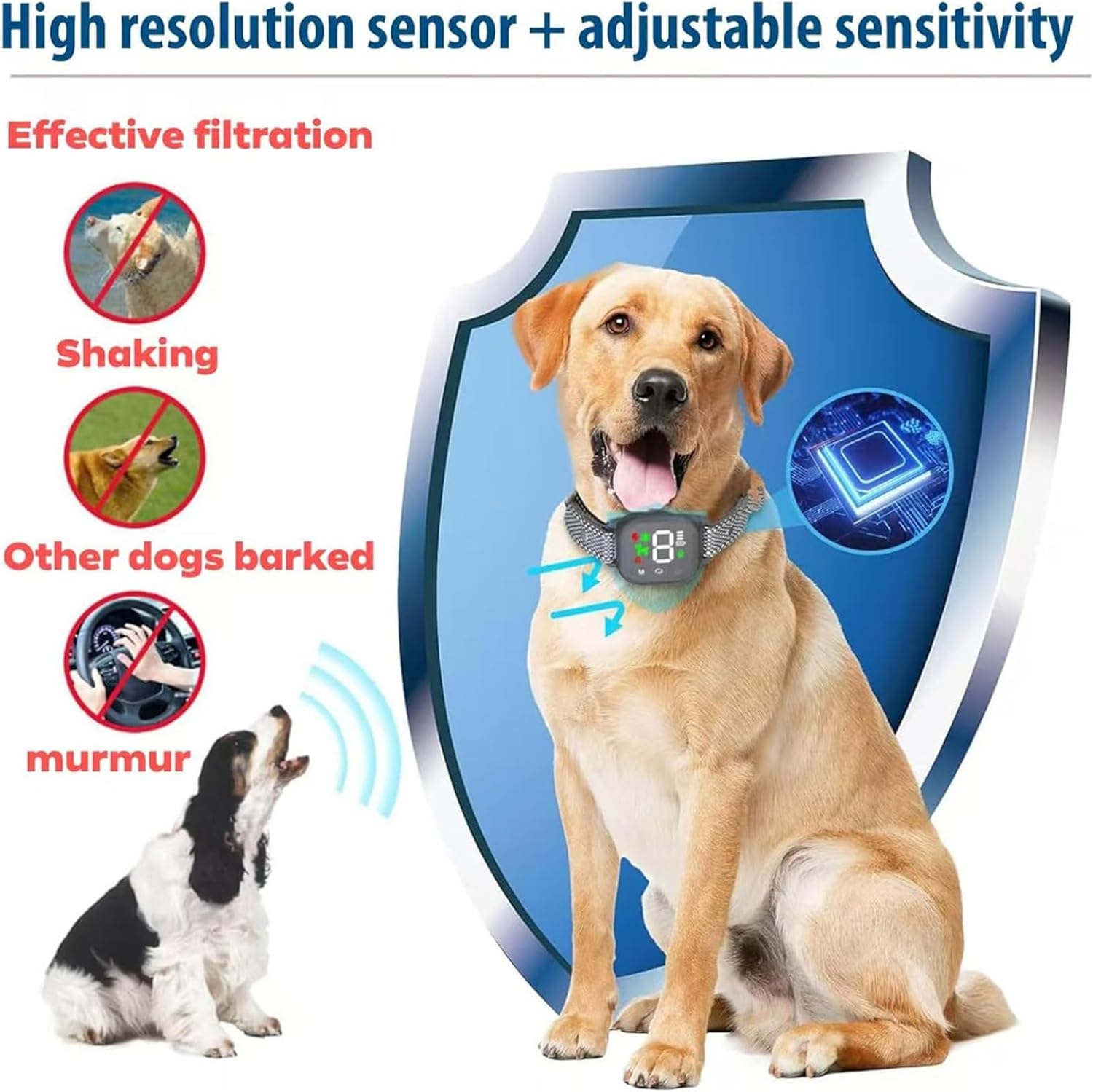 Noobark Dog Bark Collar,Smart No Anti-Bark Dog Collar with 4 Modes&8 Sensitivity Levels,Rechargeable Bark Collar for Small Medium Large Dogs (Black)