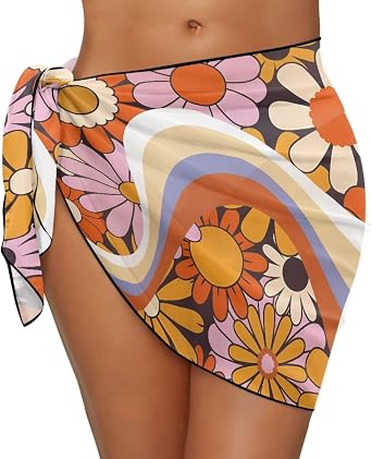 SEANATIVE Swimsuit Coverup for Women Beach Sarong Chiffon Scarf Blouse Wrap Skirt Sheer Tie Side Bikini Cover Up for Swimwear