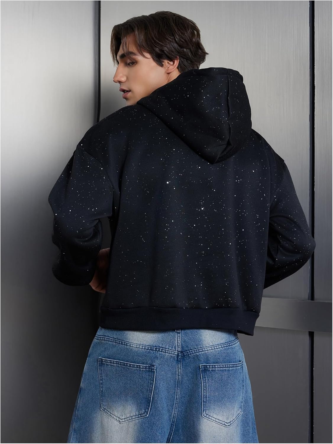 SOLY HUX Men's Glitter Hoodies Long Sleeve Hooded Sparkly Pullover Sweatshirt Streetwear - Image 2