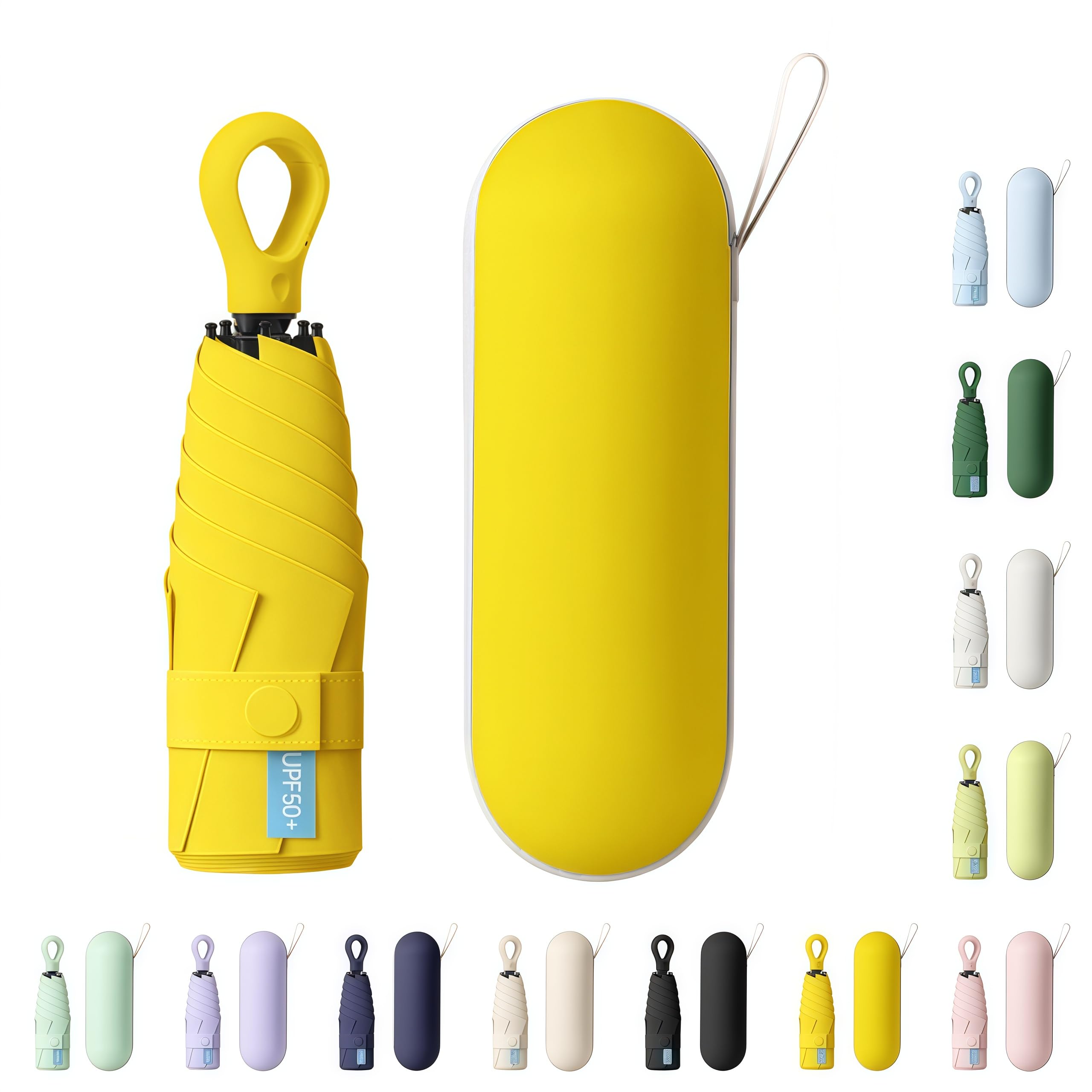 AYEUPZ Miniparaguas compacto de viaje, mini paraguas de 6 costillas, doble barra de soporte para mayor estabilidad, cartera con funda, paraguas pequeño compacto UV, protección solar — view 10